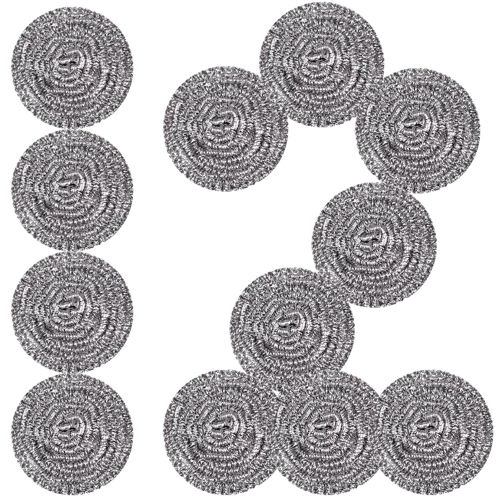 Stainless Steel Scrubber Scrubbing Scouring Pad Sponges Clean Pot Pan and Steel Wool for Kitchen Bathroom (12 Count)