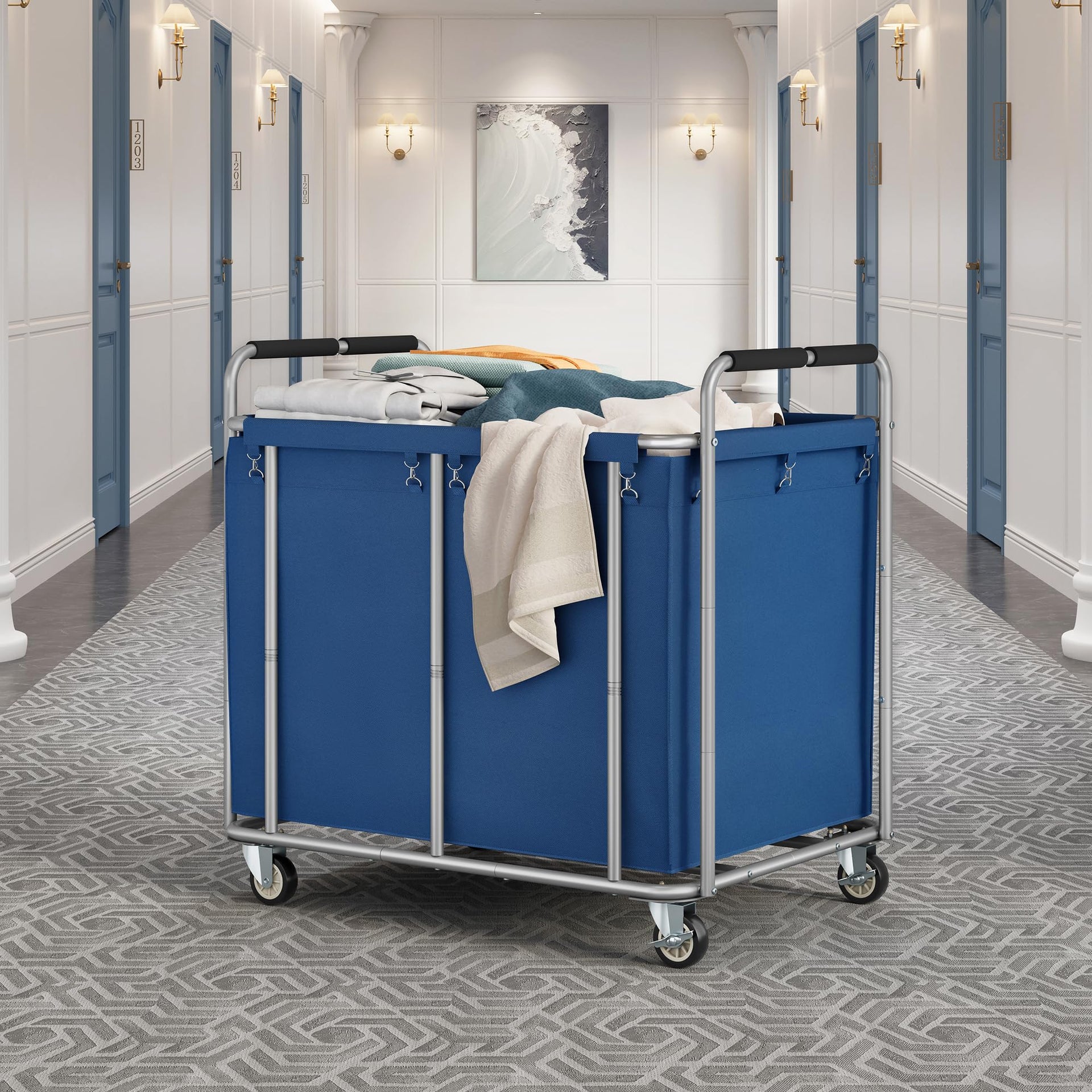 Heavy Duty Laundry Cart with Wheels 450L