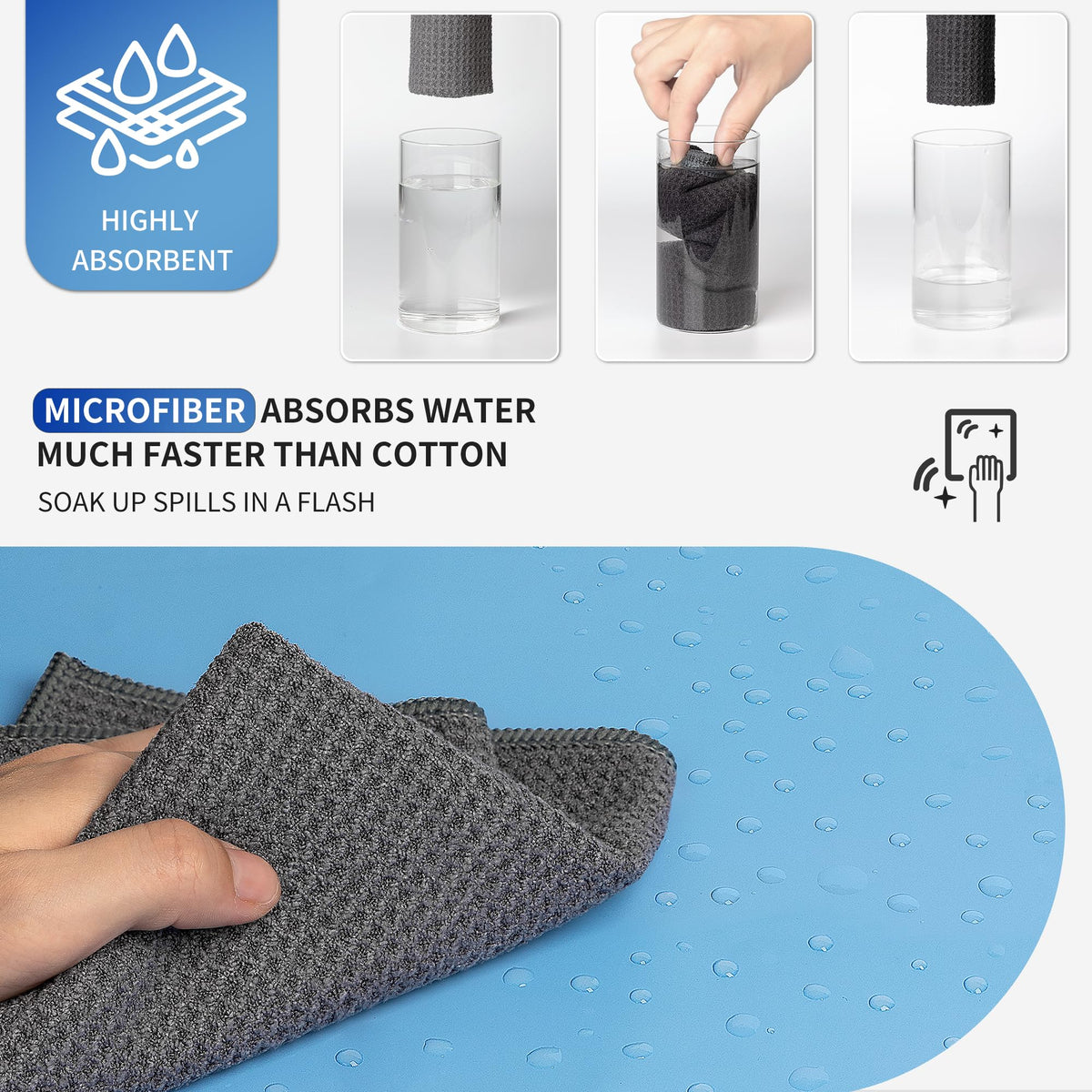 Waffle Pattern Microfiber Cleaning Cloths (6 Count)