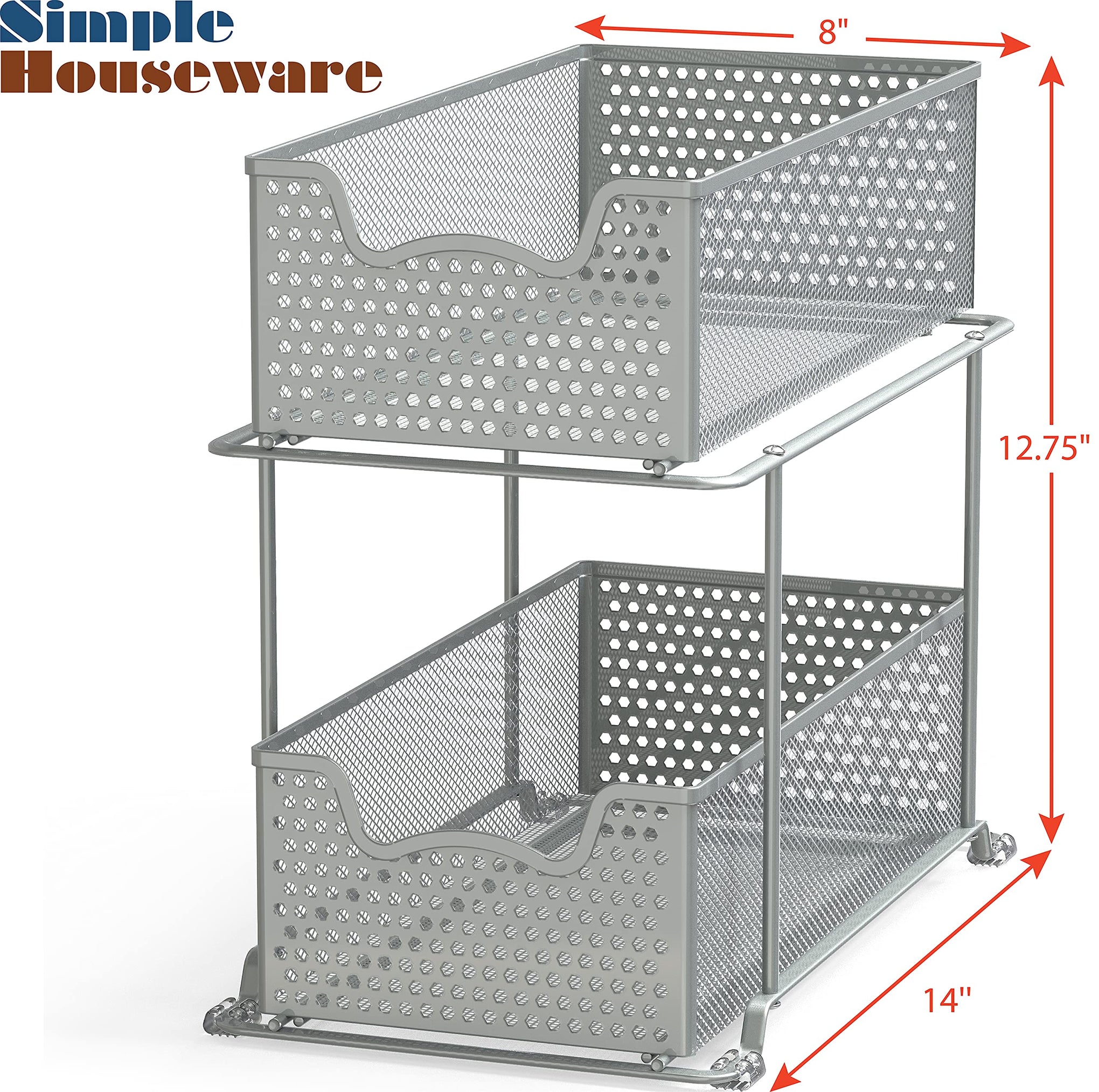 2 Tier Sliding Cabinet Basket Organizer Drawer (2 Count)