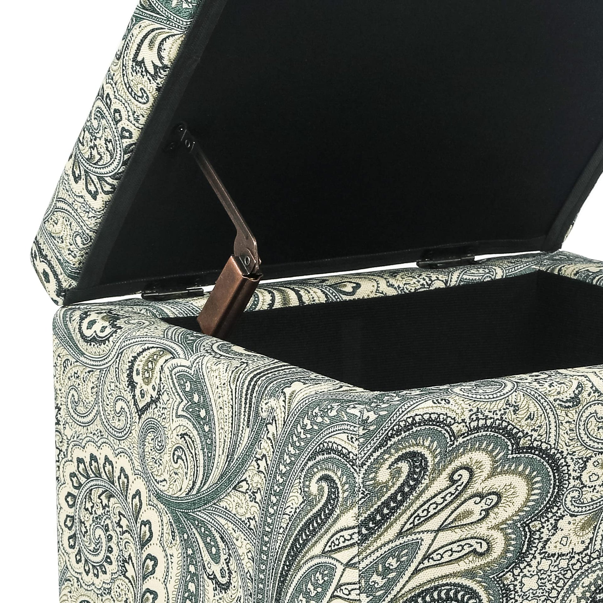 18" Cube Storage Ottoman in Blue Paisley