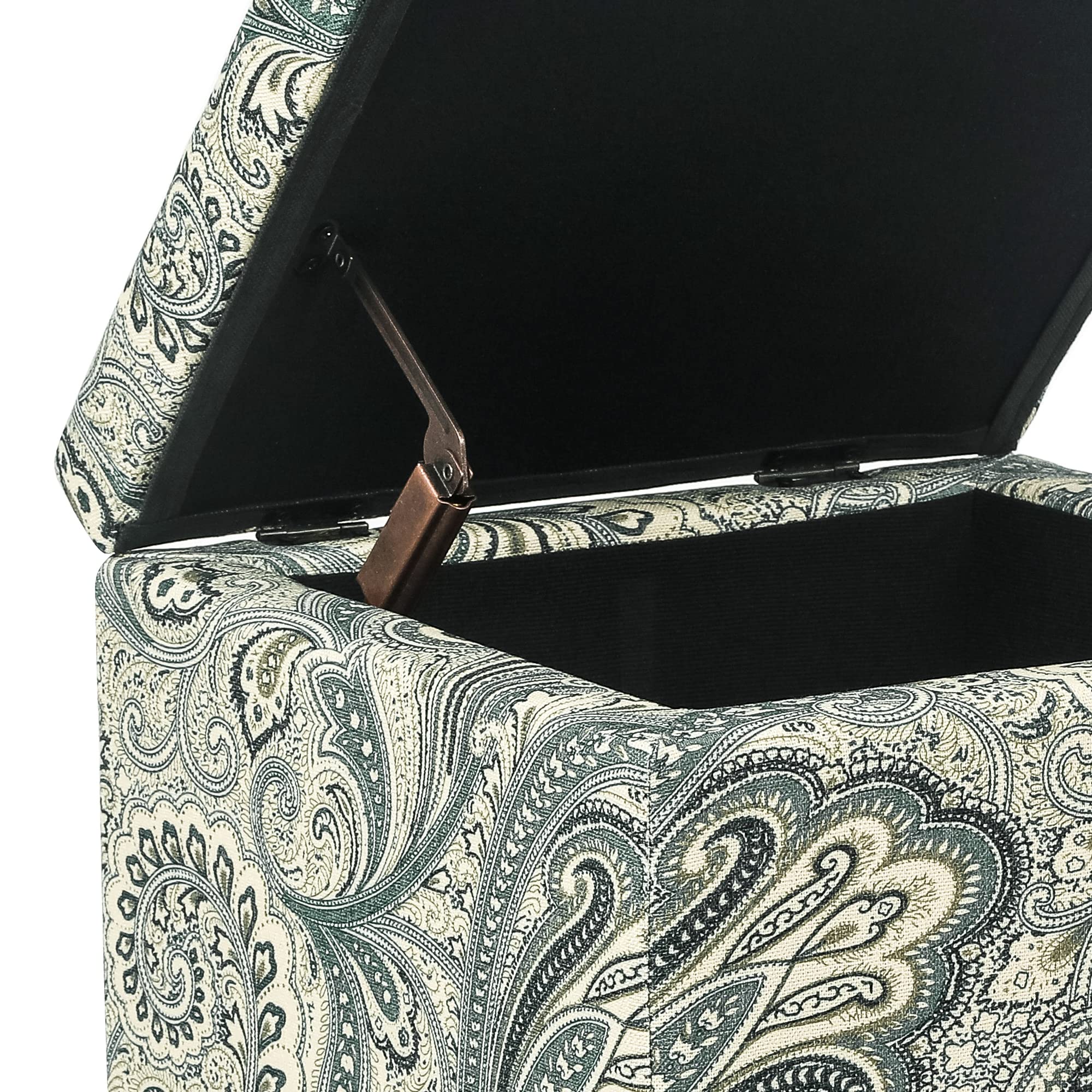 18" Cube Storage Ottoman in Blue Paisley