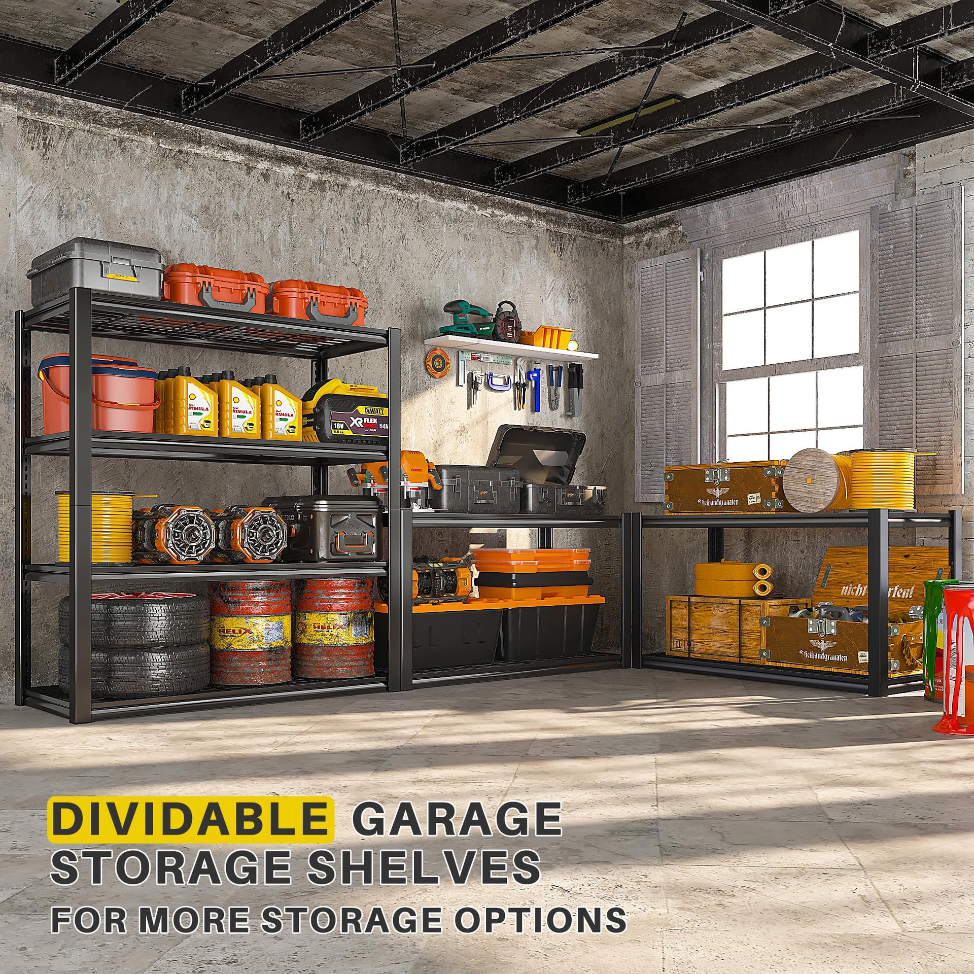 40" W Storage Shelves with Wire Mesh Panels for Garage Organization (3 Count)