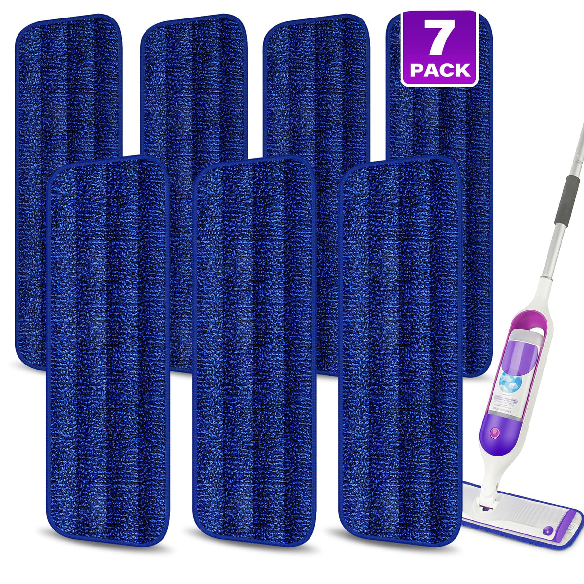 7 Pack Washable Microfiber Mop Pads for Swiffer PowerMop (7 Count)