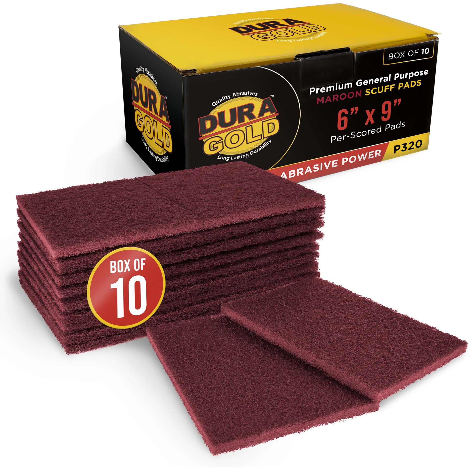 Premium 6" x 9" Maroon General Purpose Scuff Pads (10 Count)