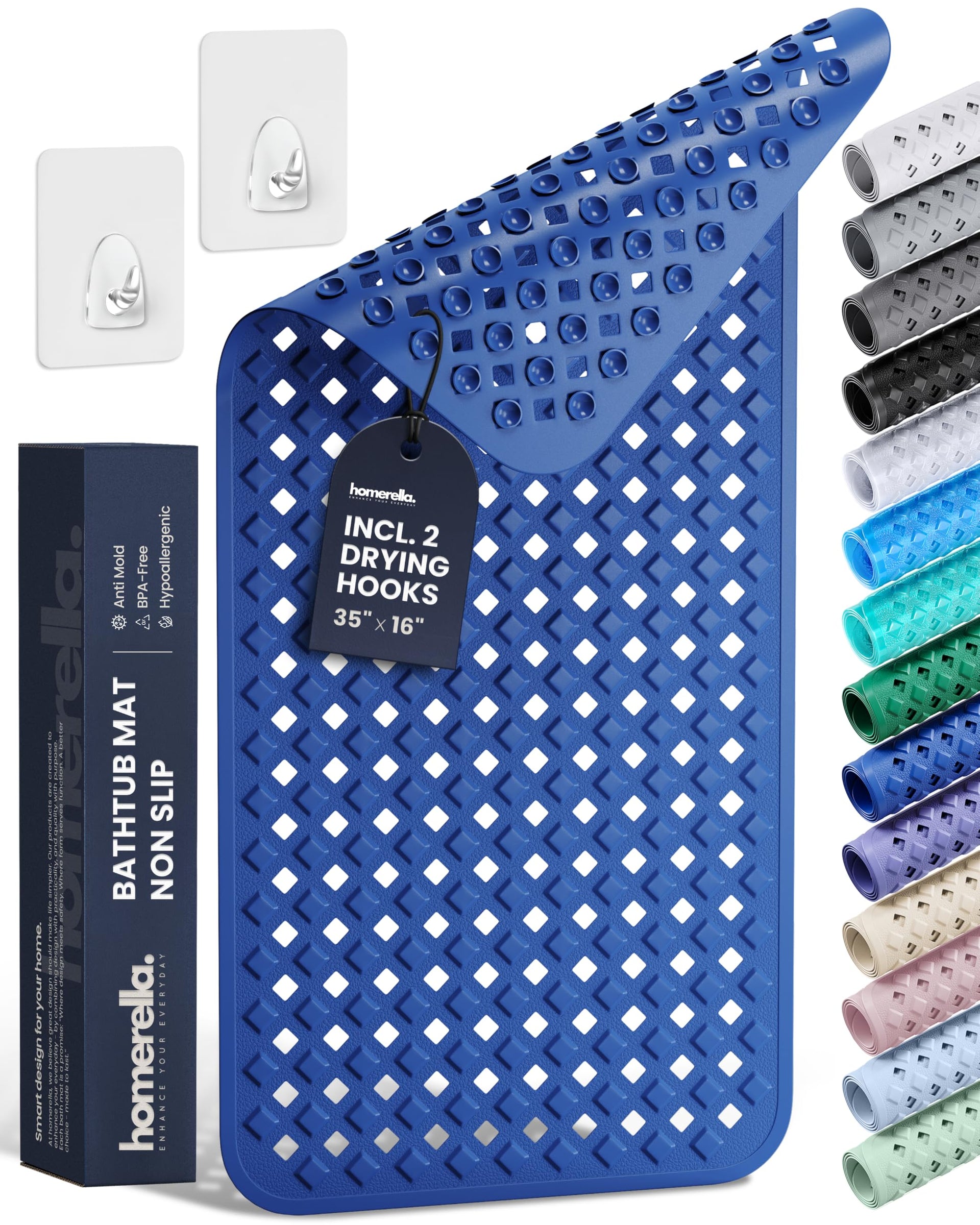 Bathtub Mat Non Slip 35x16 Shower Mat Non Slip Anti Mold BPA Free