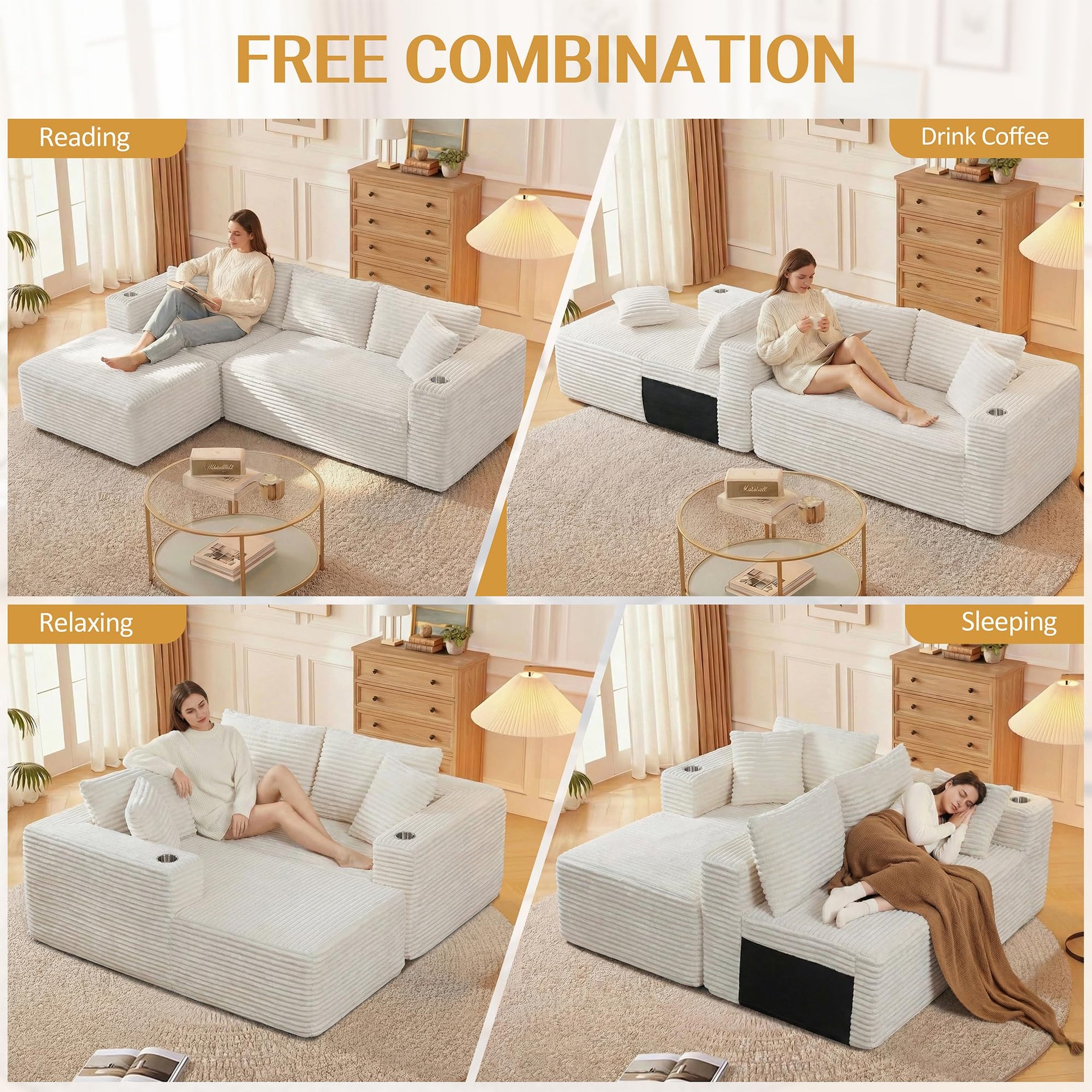 103" Modular Sectional Sofa for Small Spaces