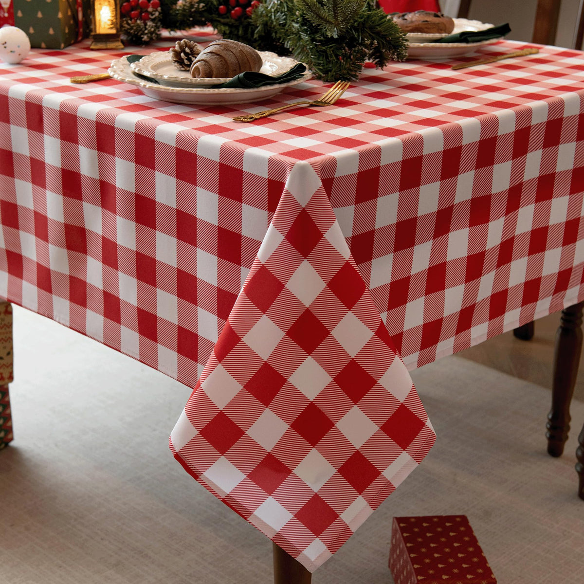 Classic Gingham Plaid Tablecloth Fabric