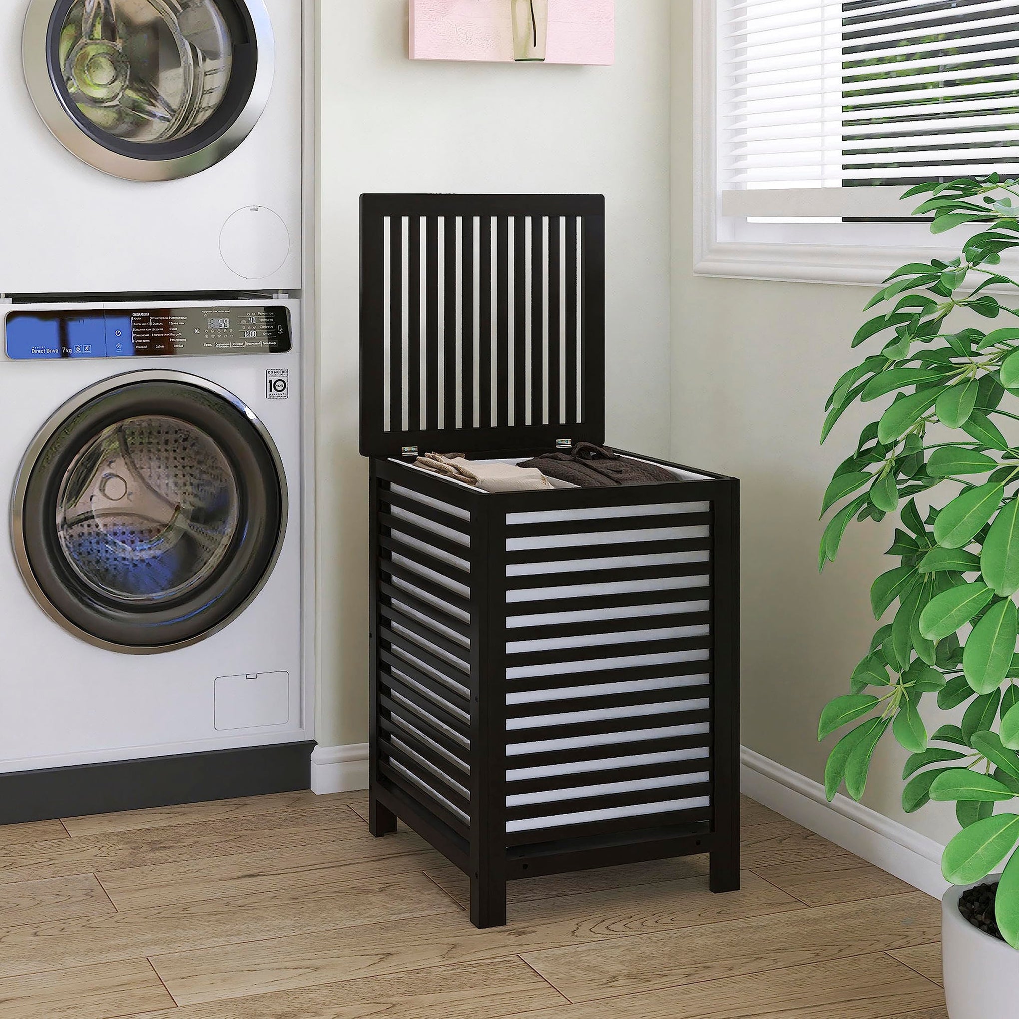 Double Laundry Hamper with Lid