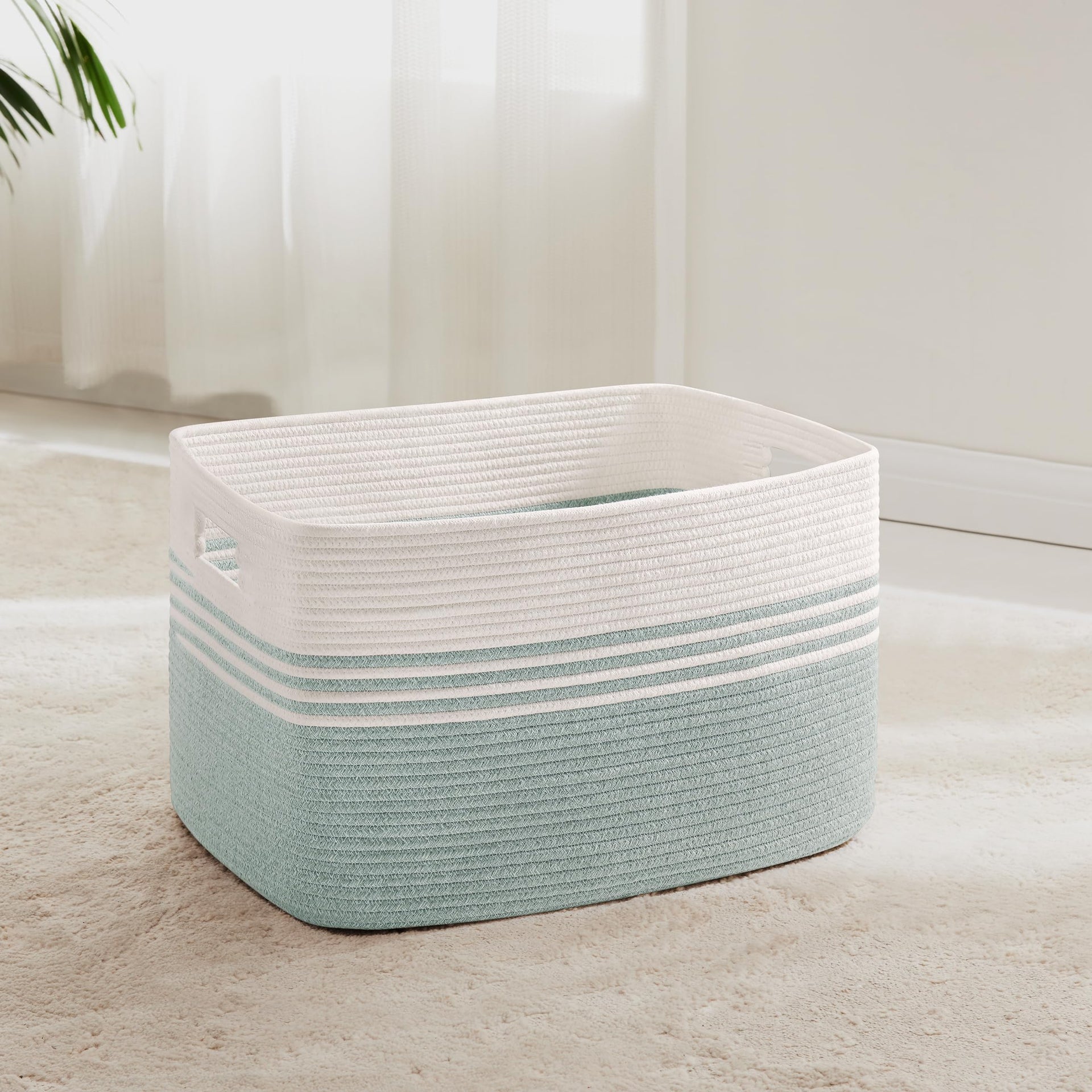 45L Small Woven Laundry Basket Hamper with Handles