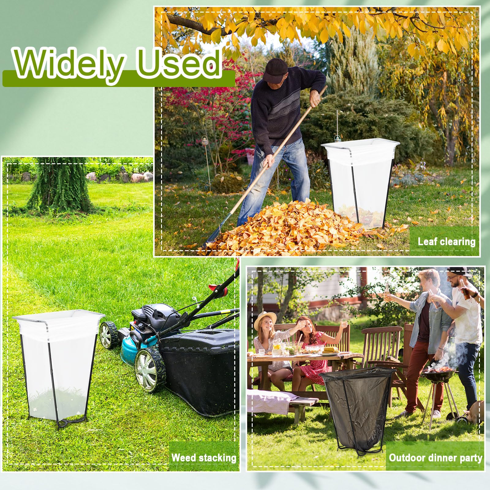 2 Pieces Metal Leaf Bag Holder Stand Portable Trash Bag Holder Frame Outdoor Holds 30 (2 Count)