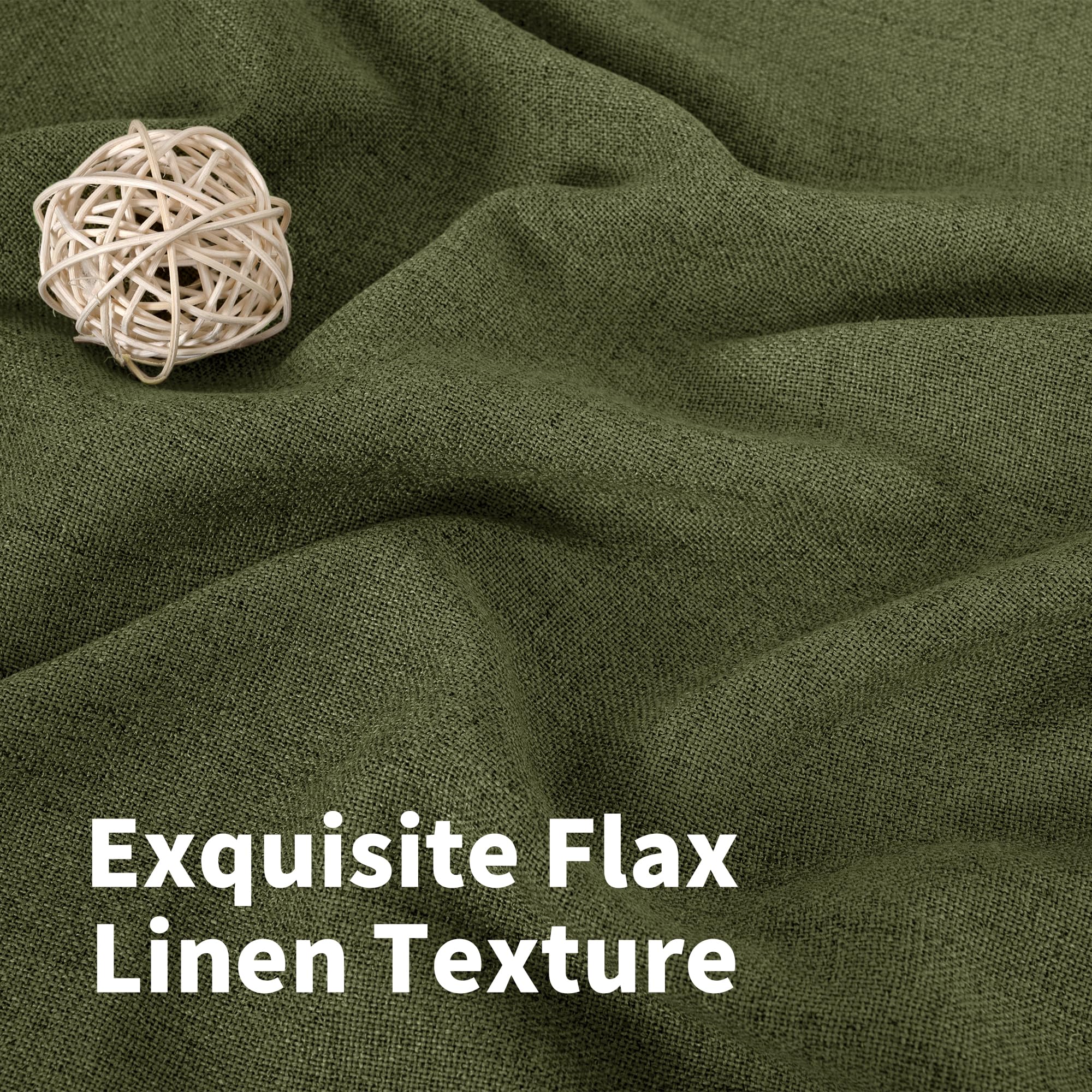 Olive Green Linen Curtains 78 Inch Length for Living Room (2 Count)