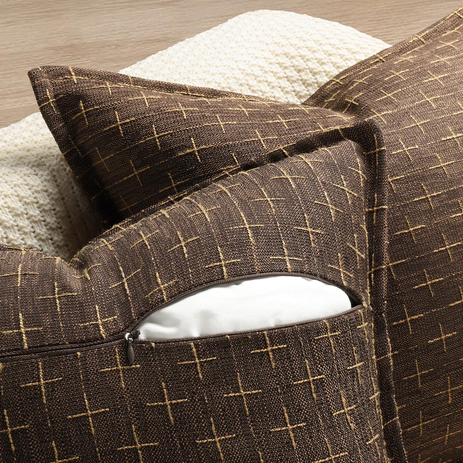 Pillow Covers 20x20 Set of 2 Soft Polyester Textured Pillow Covers with Stylish Flange Edge Cozy Farmhouse Throw Pillows for Couch Bed Sofa Living Room (2 Count)