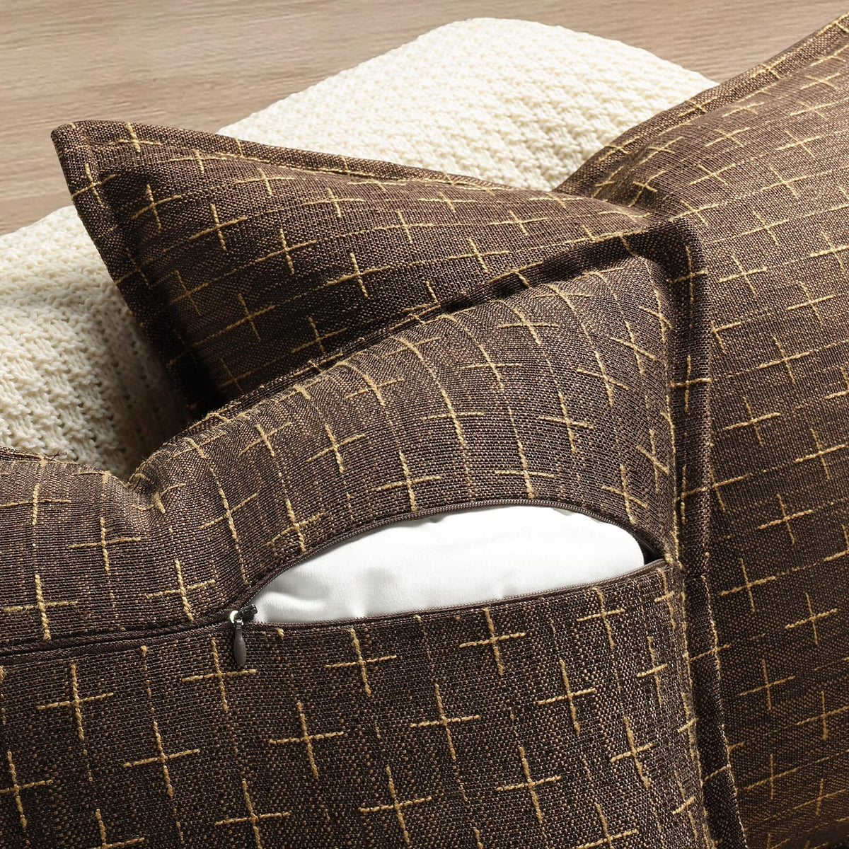Pillow Covers 18x18 Set of 2 Soft Polyester Textured Pillow Covers with Stylish Flange Edge Cozy Farmhouse Throw Pillows for Couch Bed Sofa Living Room (2 Count)