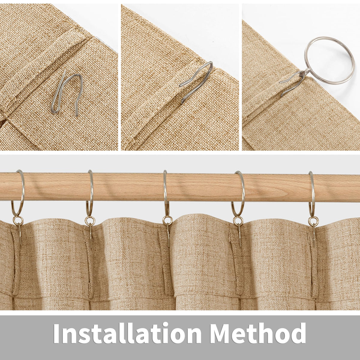 Toffee Linen Curtains 84 Inch Length for Living Room (2 Count)