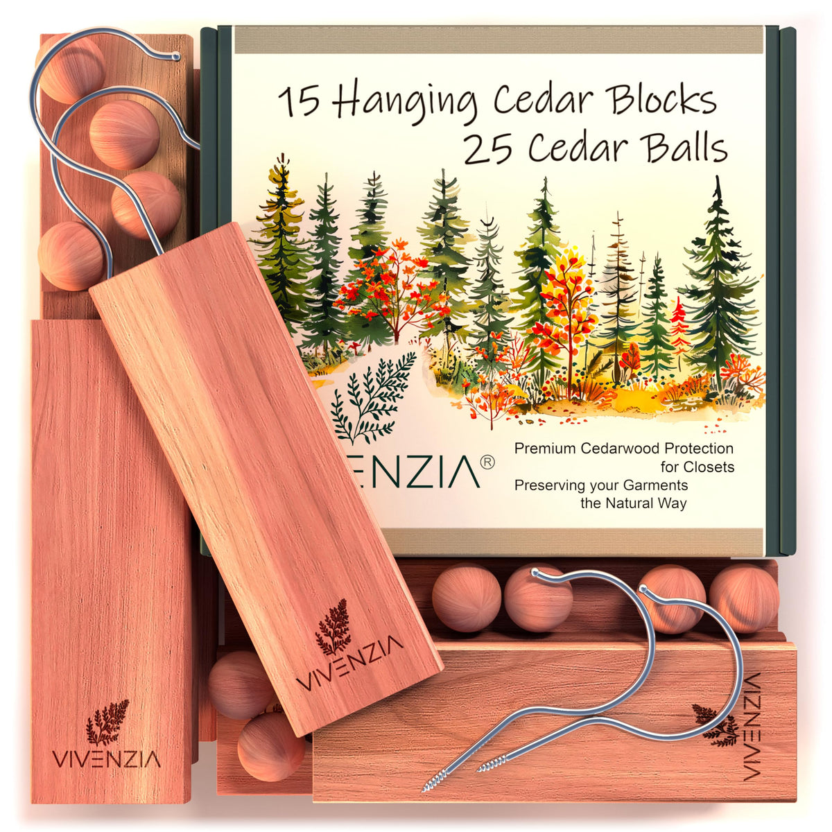 Cedar Blocks for Clothes Storage 40pcs