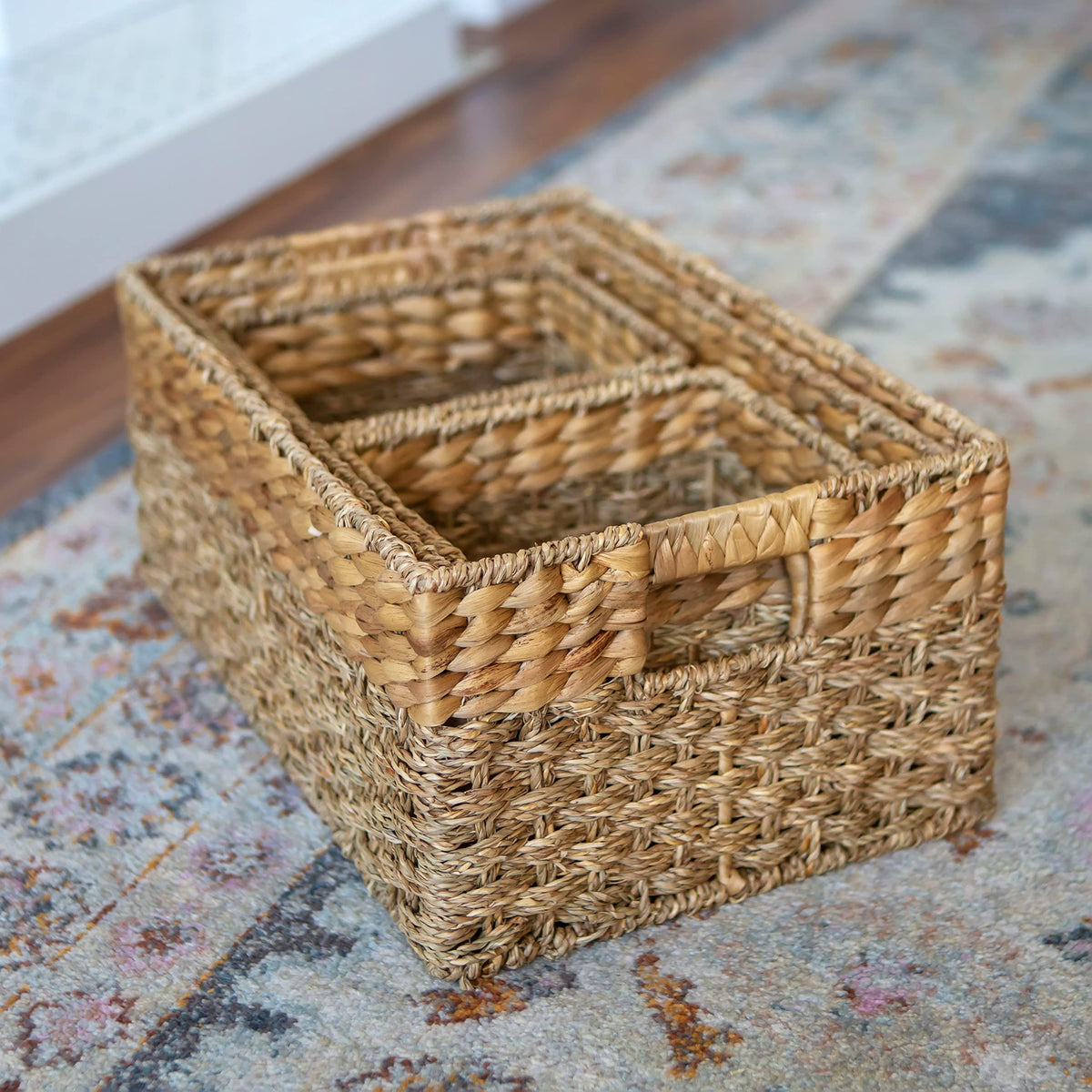 Wicker Storage Basket for Shelves (4 Count)