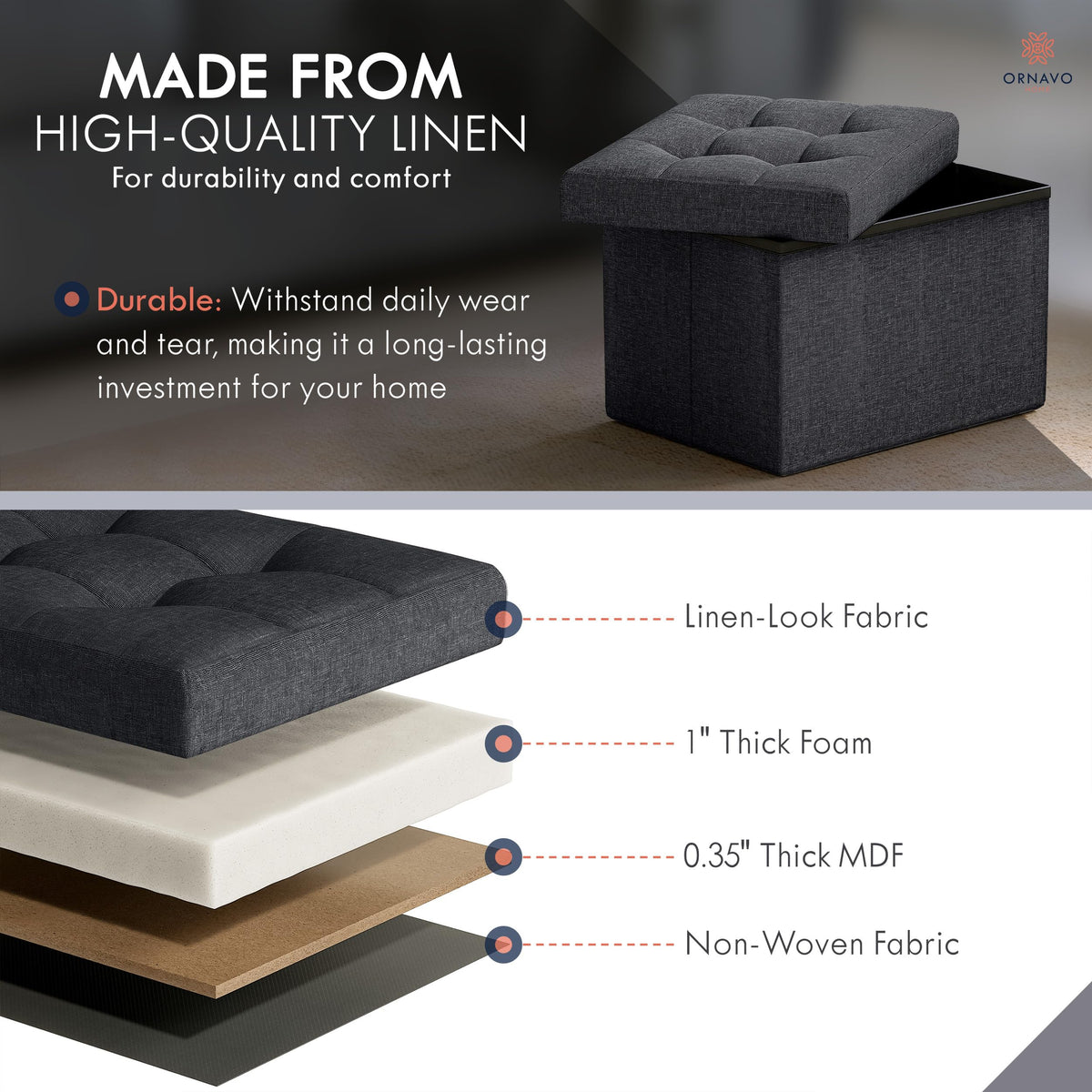 Small Rectangle Storage Ottoman