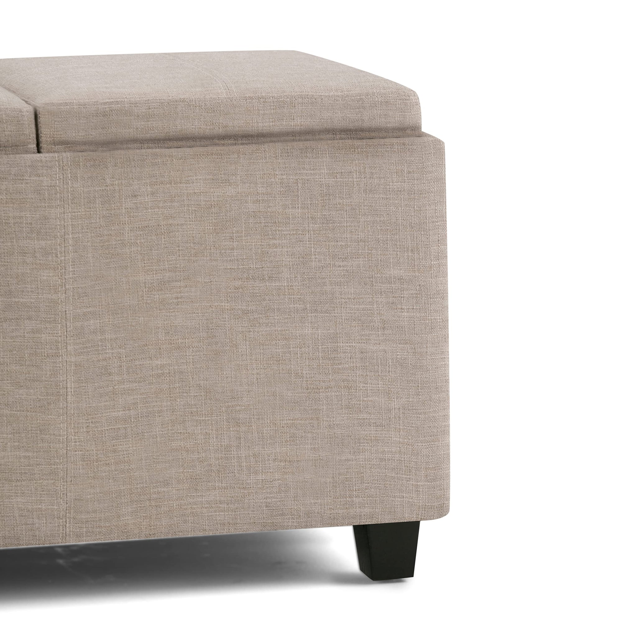 Avalon 42" Wide Linen Look Fabric Storage Ottoman in Natural