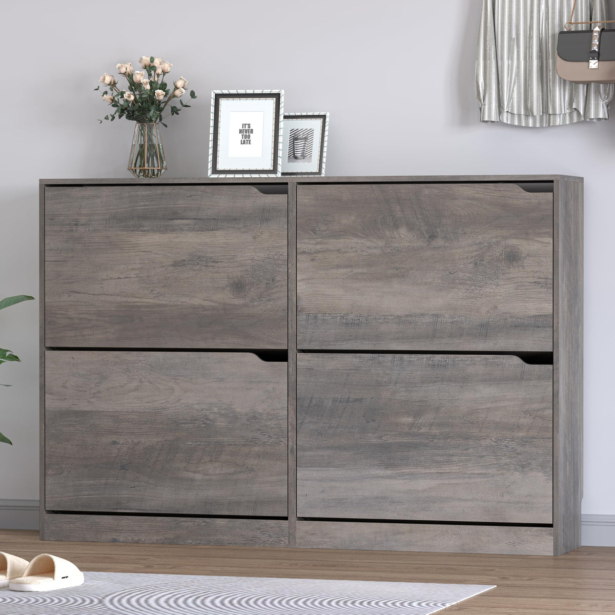 Shoe Cabinet with 4 Flip Drawers