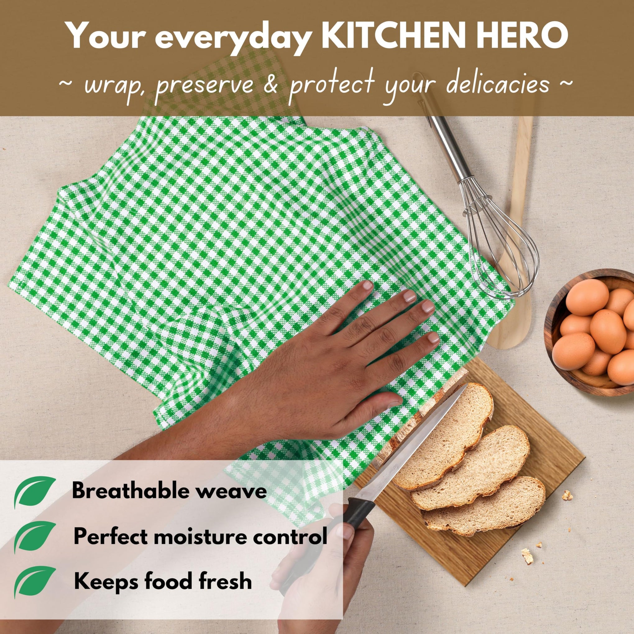Kitchen Dish Towels 16x26 inches Set of 4 Gingham Mini Check