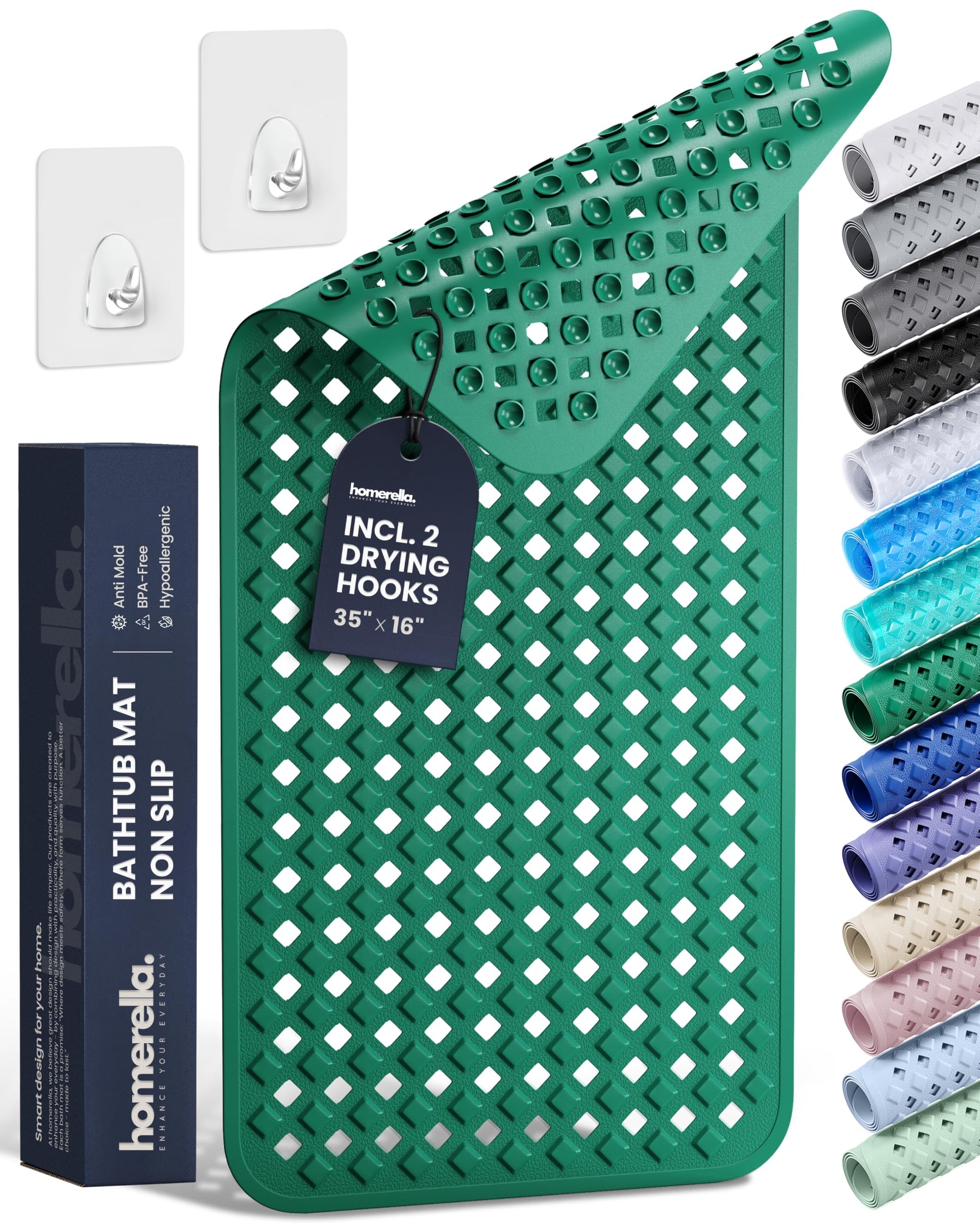Bathtub Mat Non Slip 35x16 Shower Mat Non Slip Anti Mold BPA Free