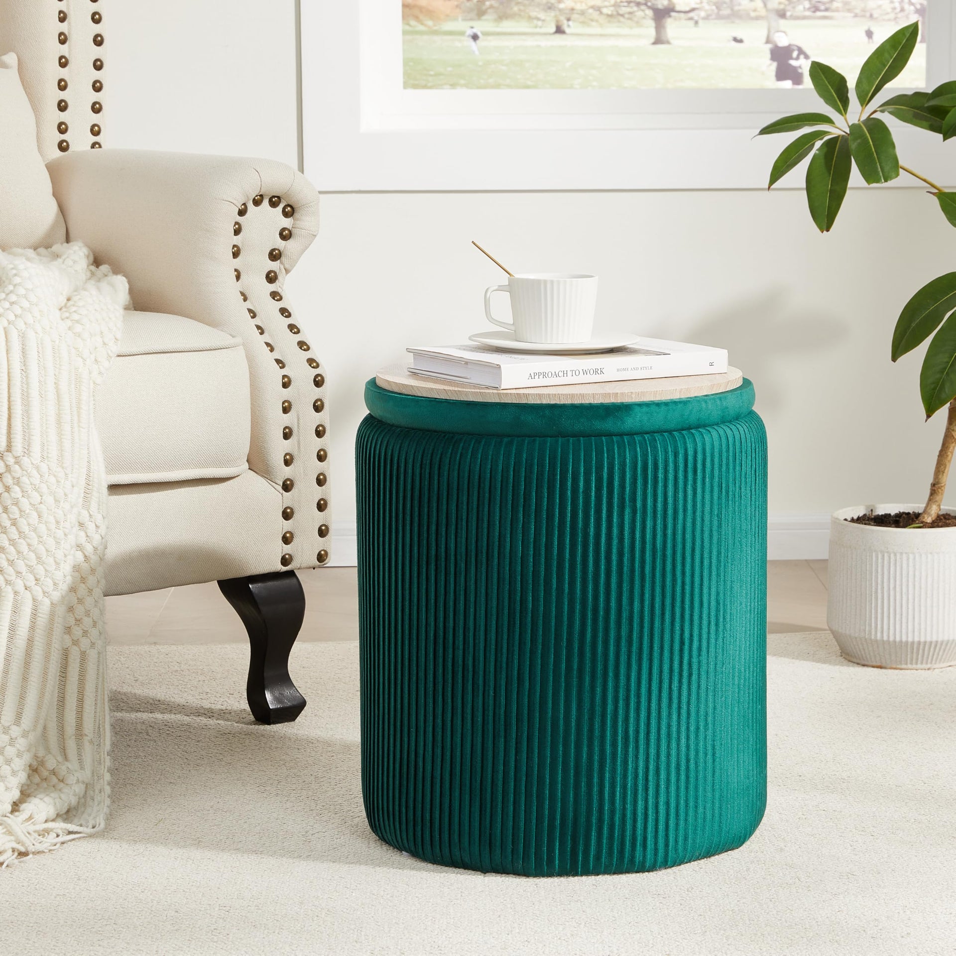 Round Ottoman with Storage Set of 2