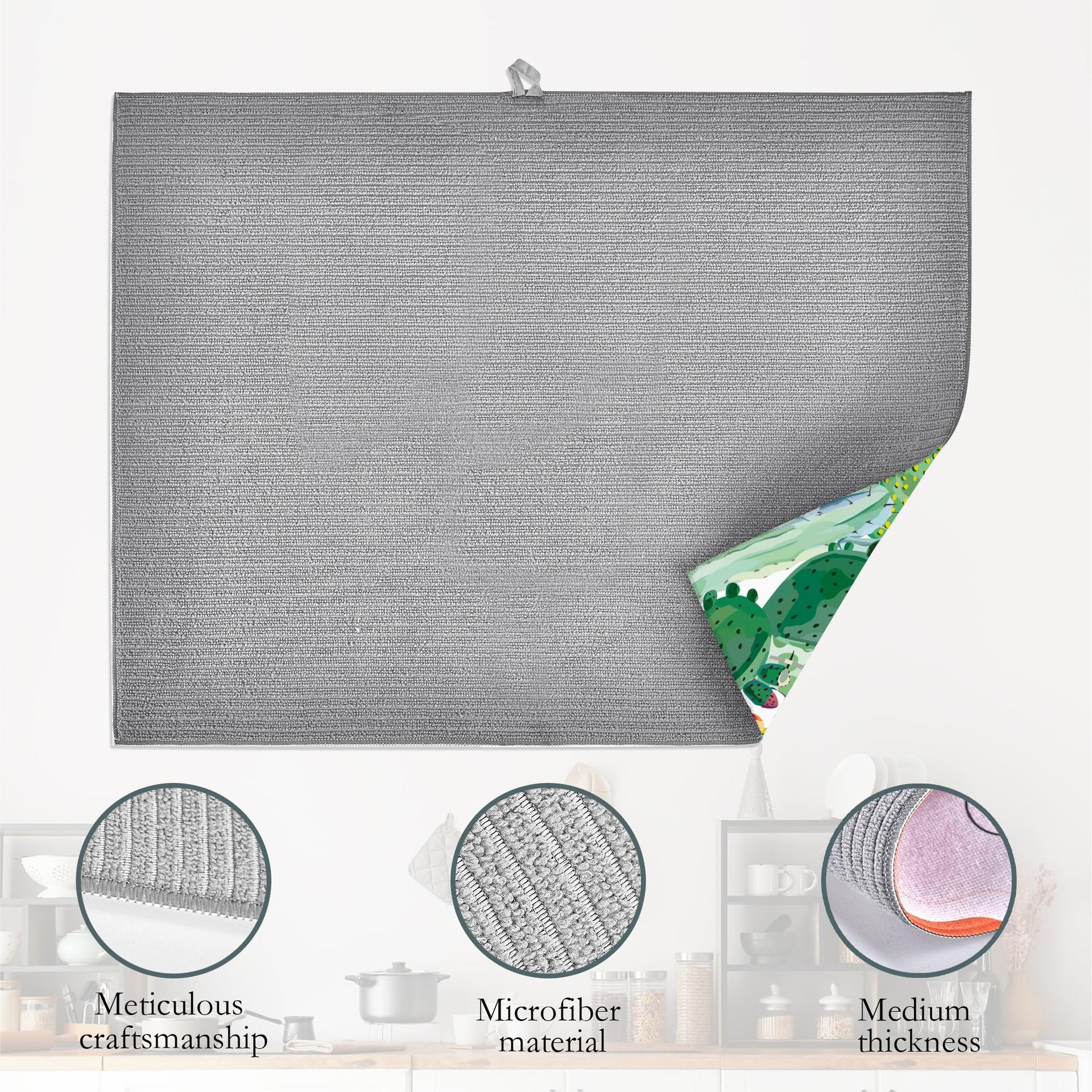 Green Cactus Dish Drying Mat