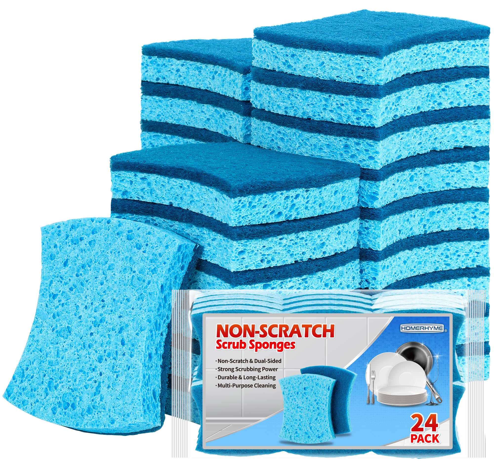 Non Scratch Cellulose Scrub Sponges 24 Pack (24 Count)