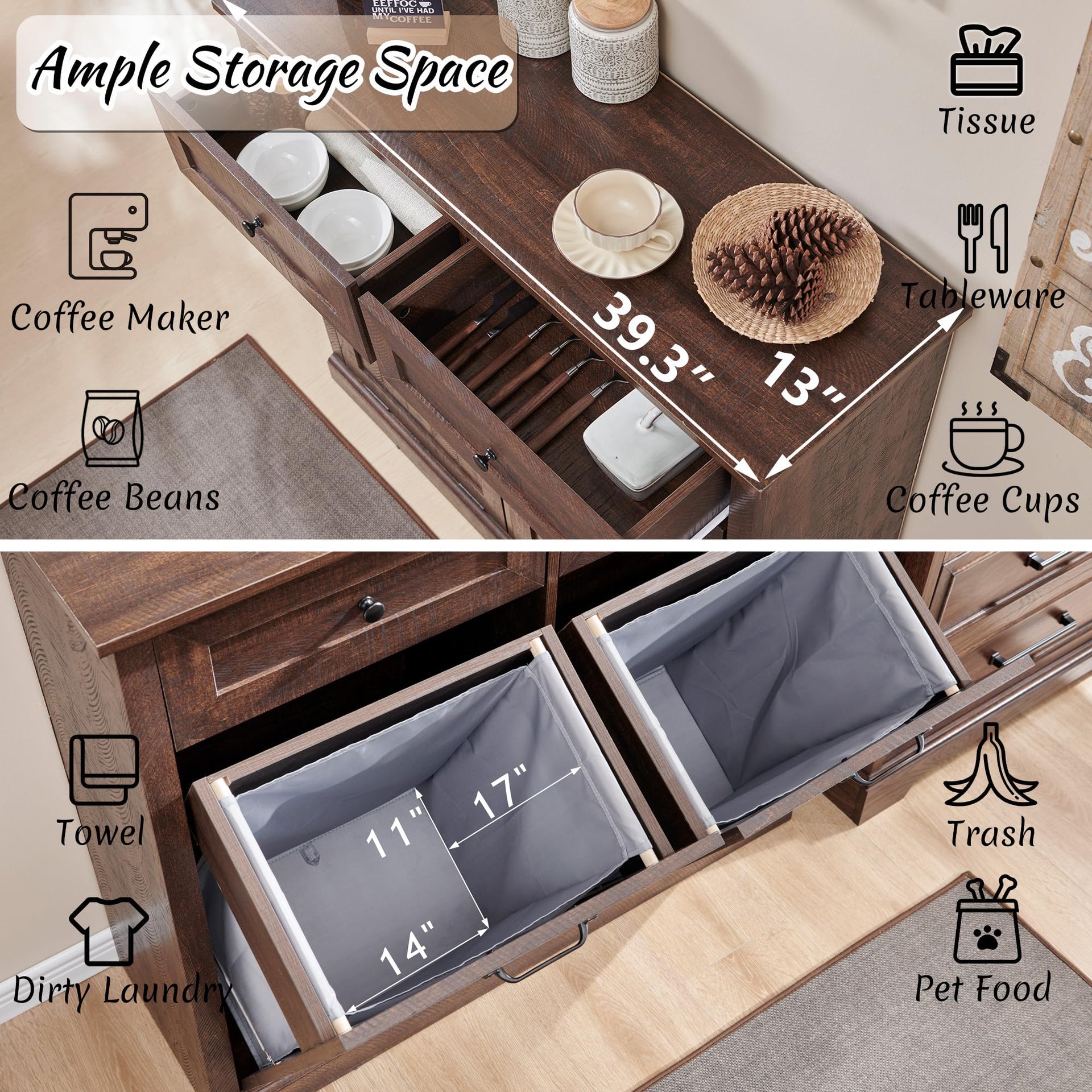 Double Tilt Out Laundry Hamper Cabinet