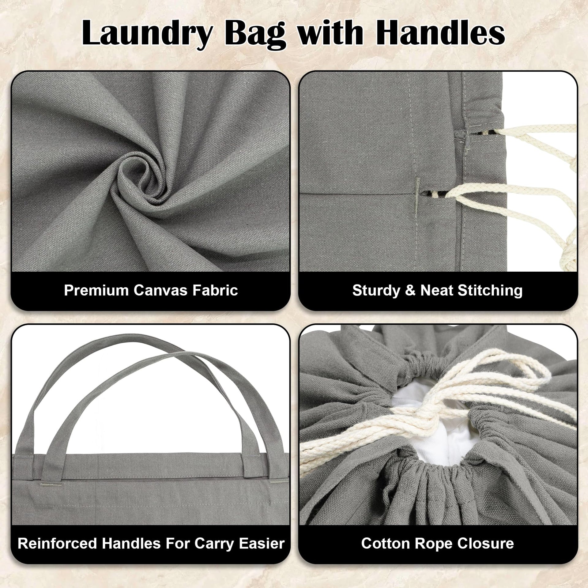 Canvas Laundry Bag 40"W x35"H