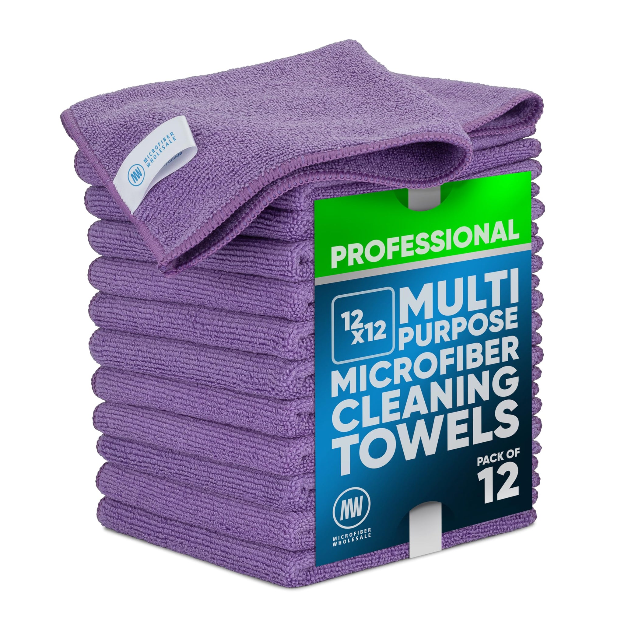 MW PRO Microfiber Cleaning Cloths Purple (12 Count)