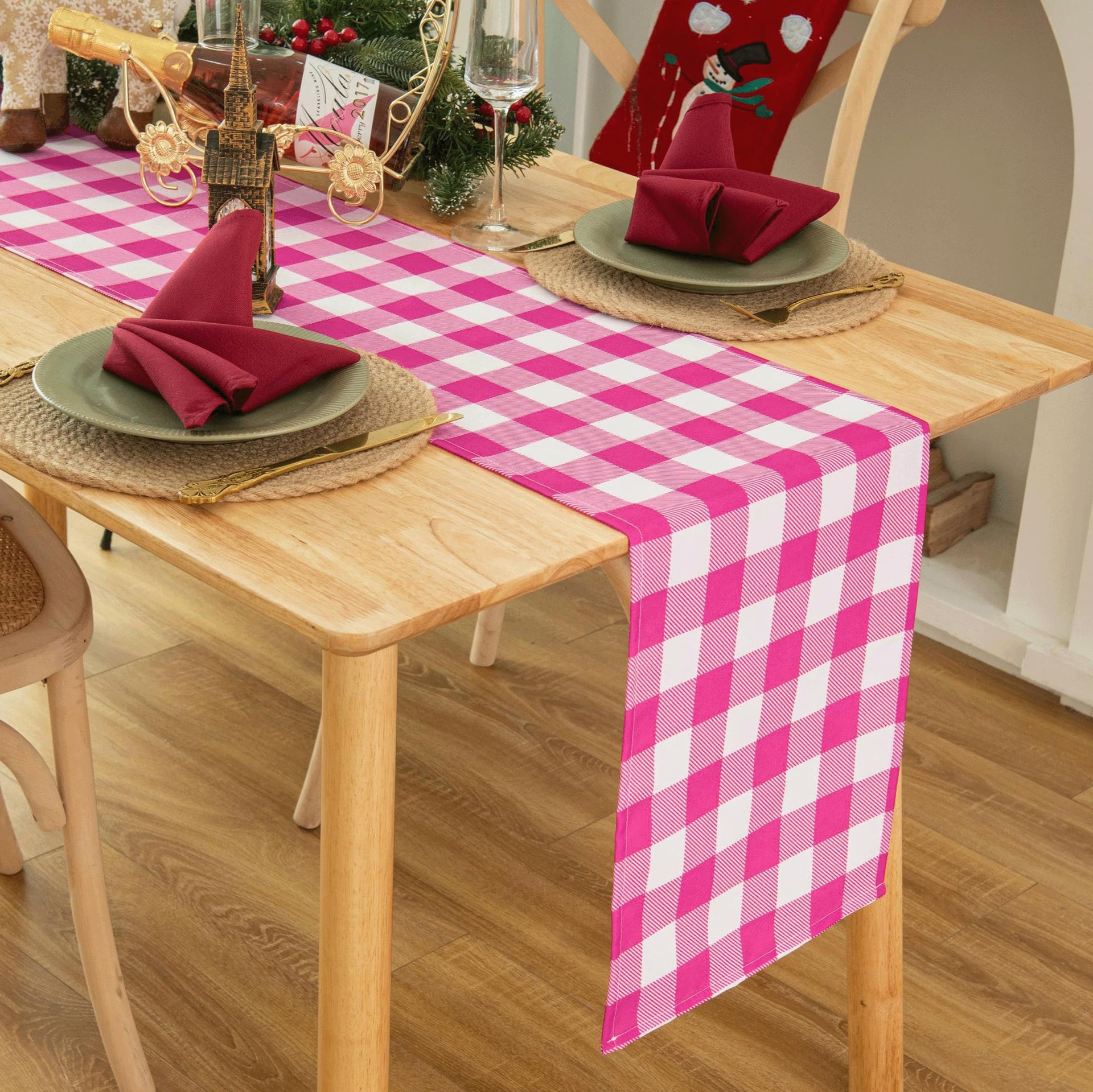 Waterproof Checkered Tablecloth Runner Fabric