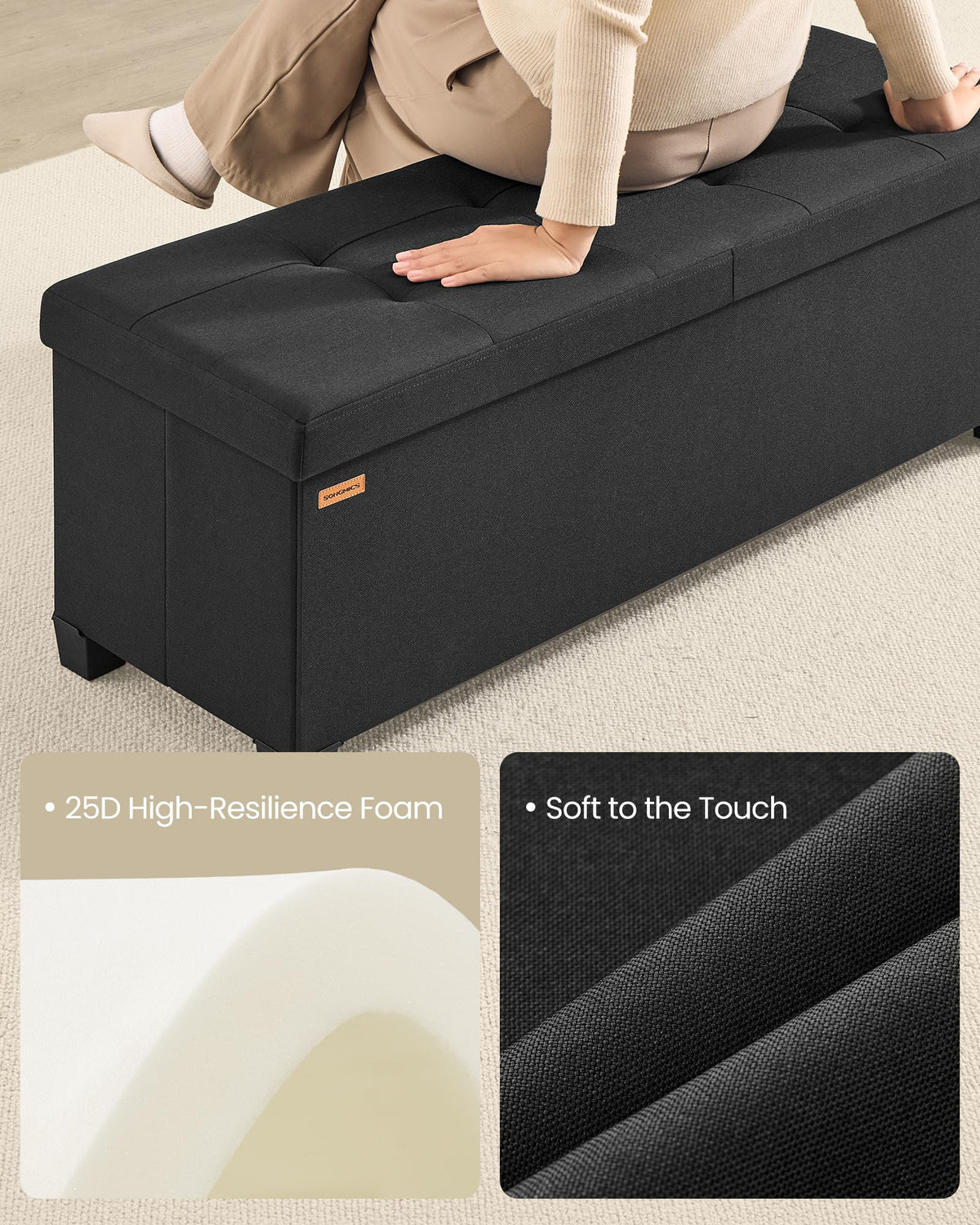 Storage Ottoman Bench with Legs