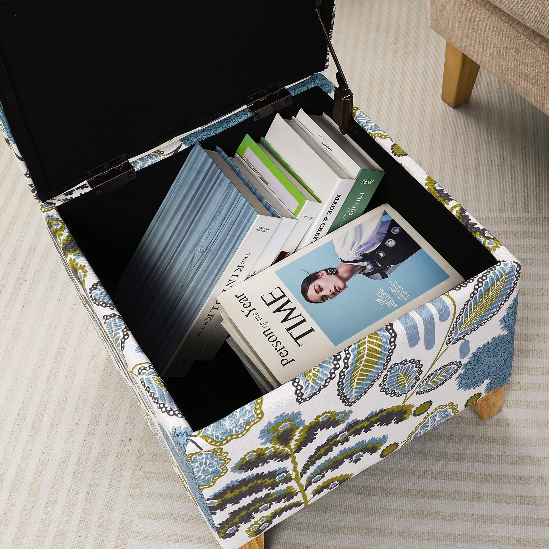 18 Inch Linen Storage Ottoman Cube