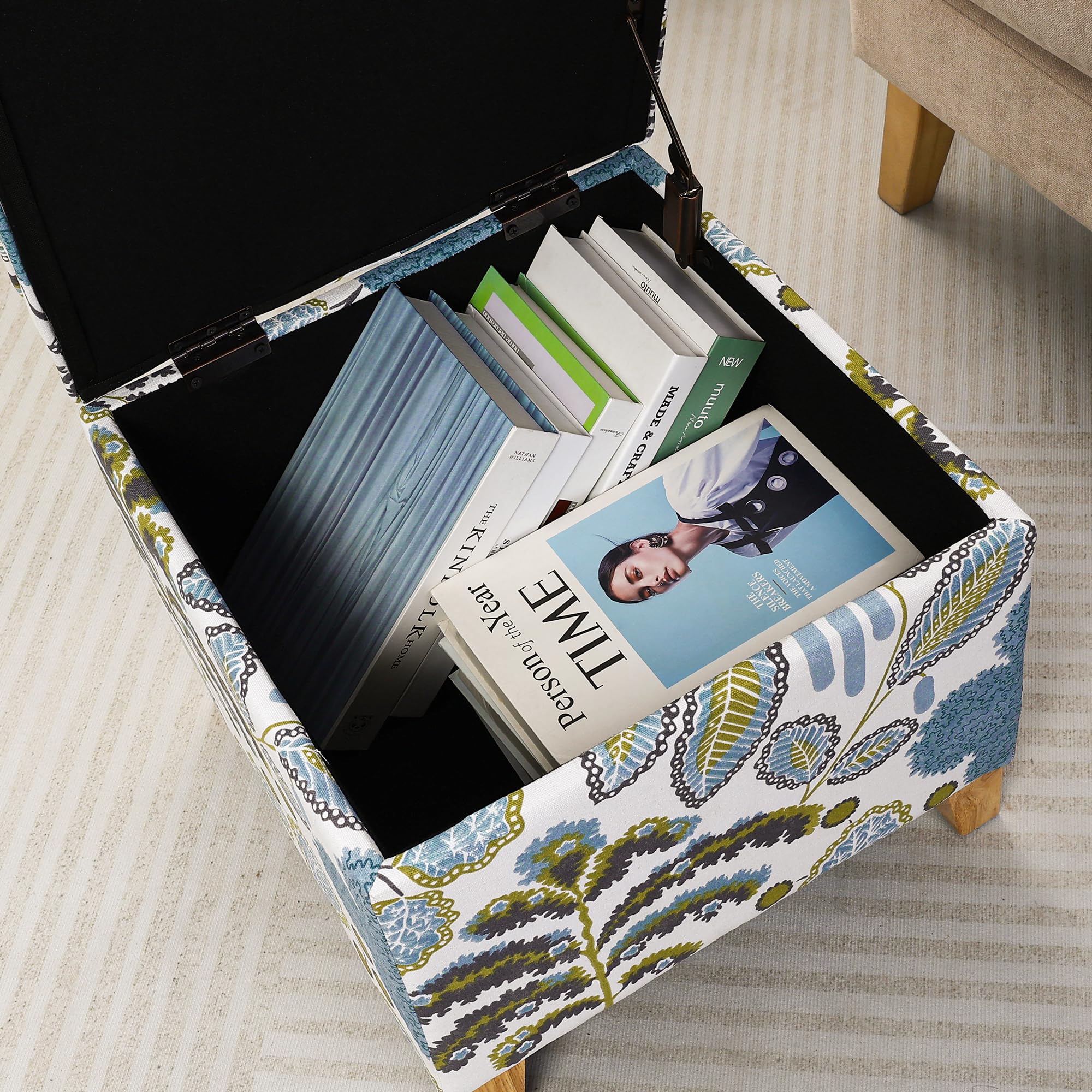 18 Inch Linen Storage Ottoman Cube