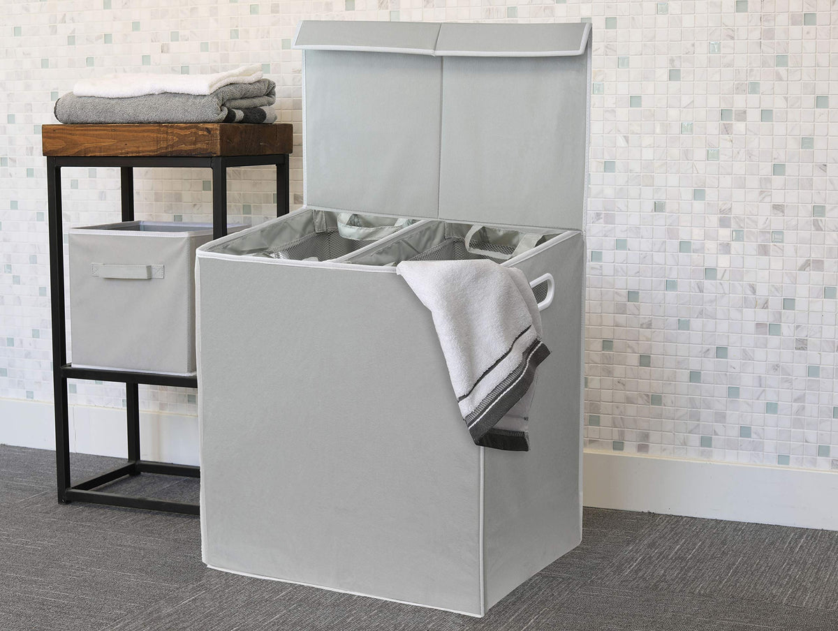 Double Laundry Hamper with Lid & Removable Bags