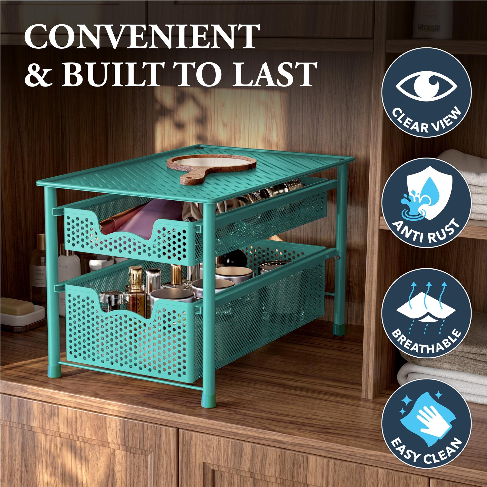 Stackable 2 Tier Sliding Basket Drawer