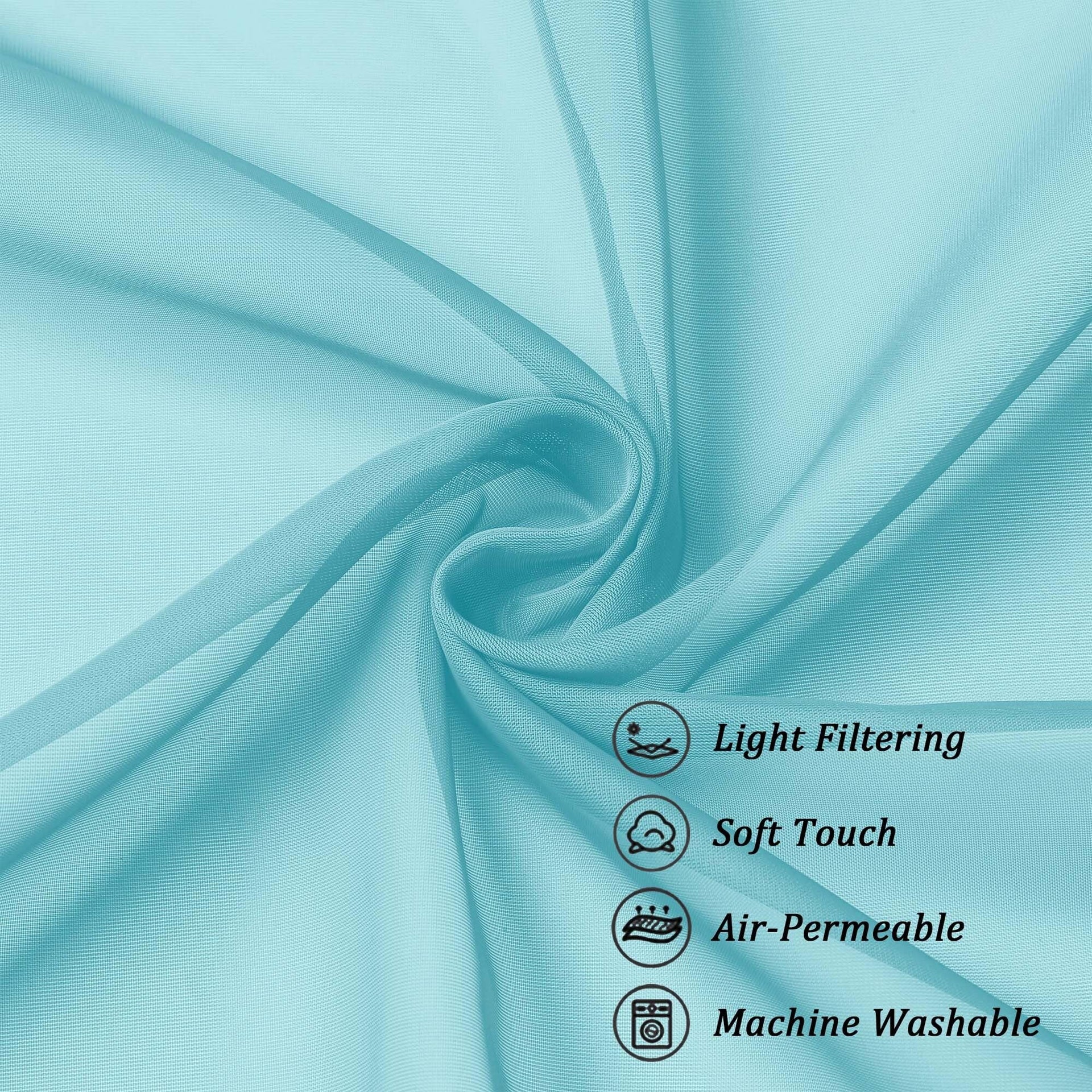 Aqua Sheer Curtains 96 inches Long 2 Panels (2 Count)