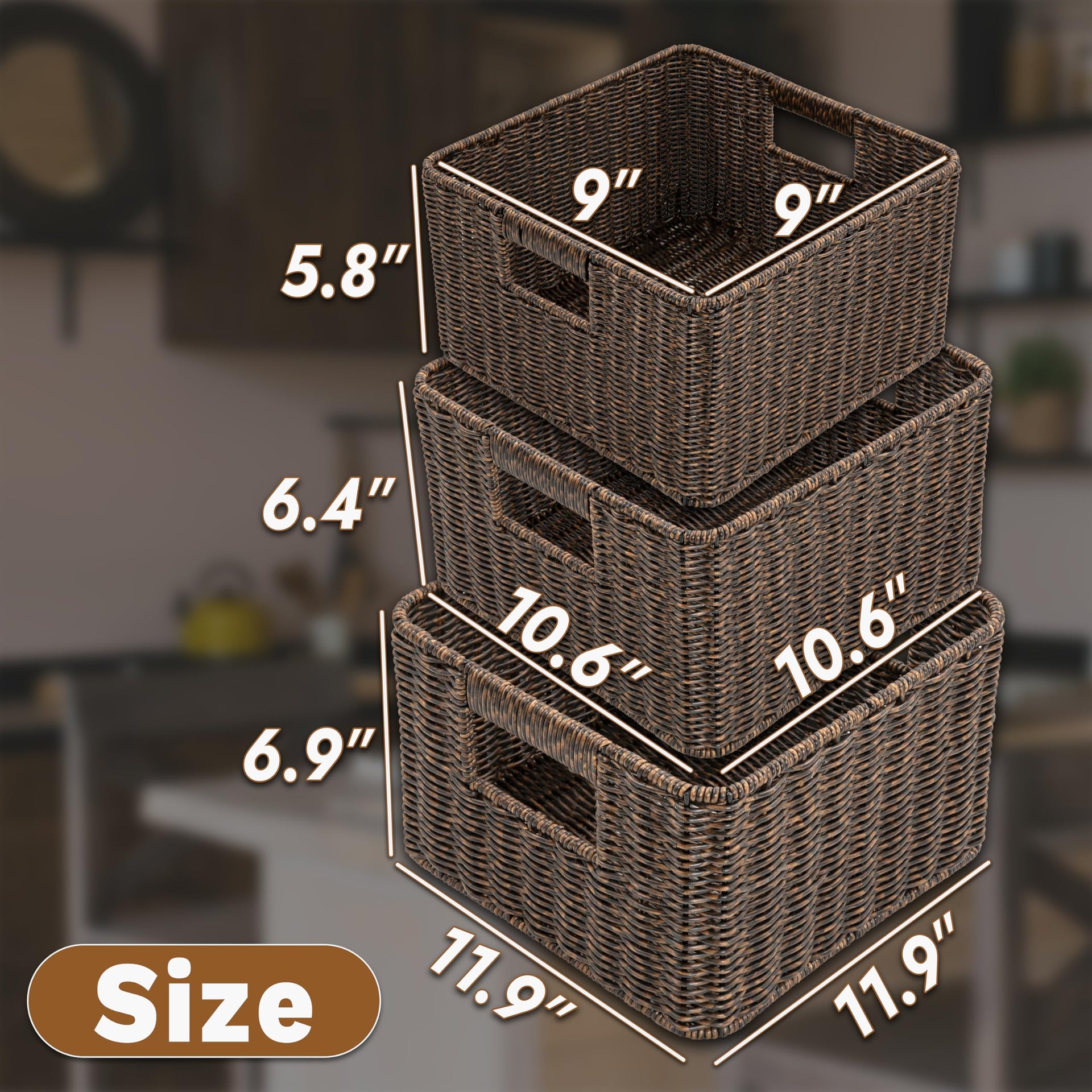 Wicker Storage Basket (3 Count)