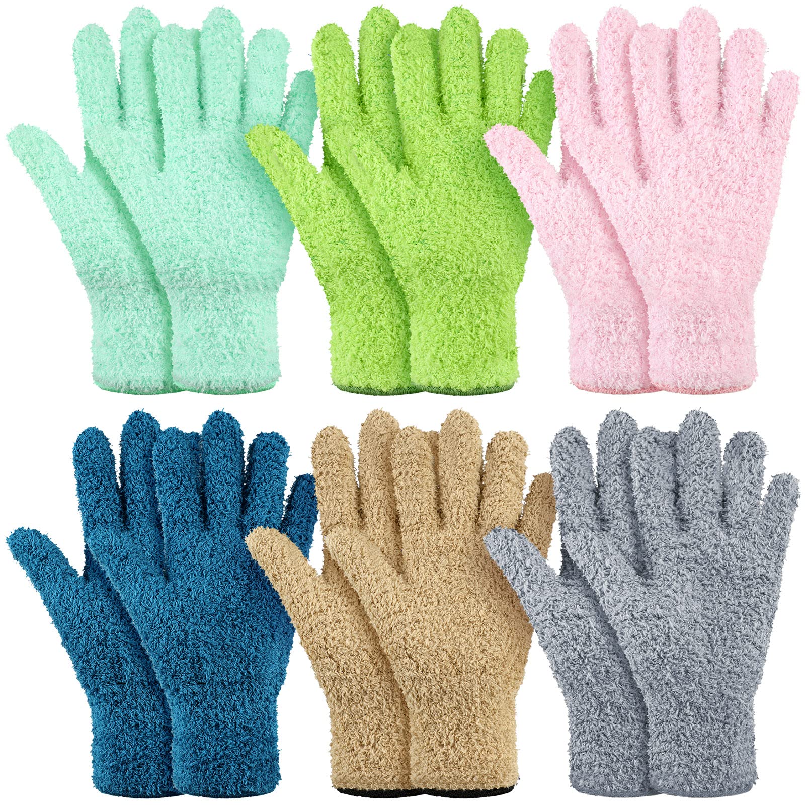 6 Pairs Microfiber Dusting Gloves