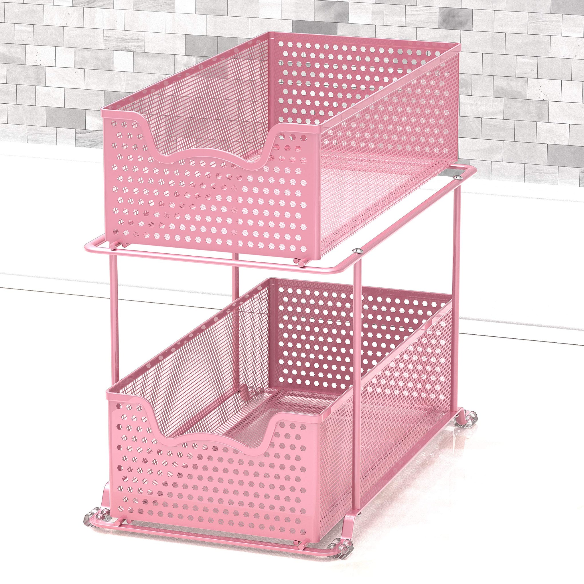 2 Tier Sliding Cabinet Basket Organizer Drawer (2 Count)