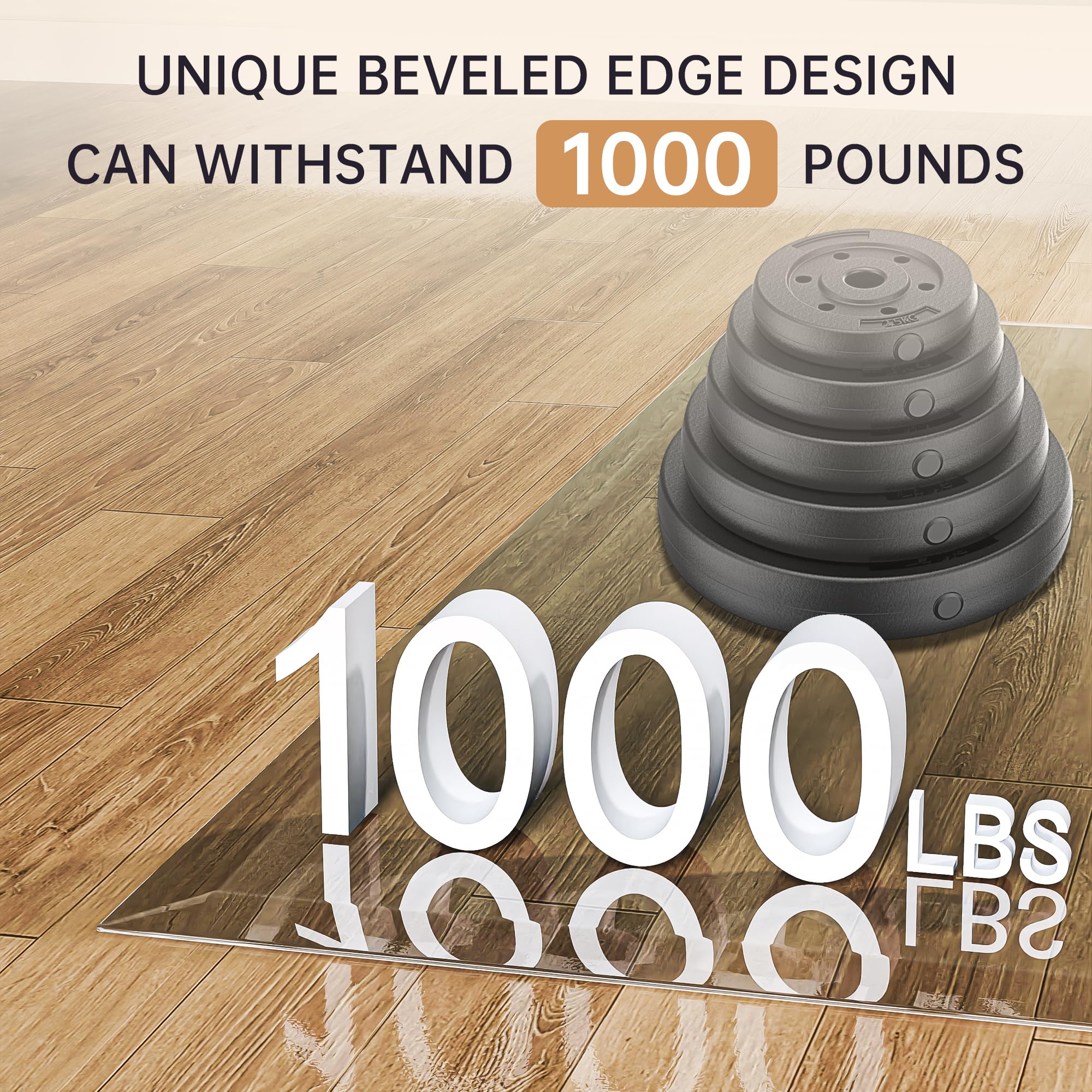 Tempered Glass] 36“ x 36” Beveled Edge Glass Chair Mat with Polished Edge Clear Office Chair Mat