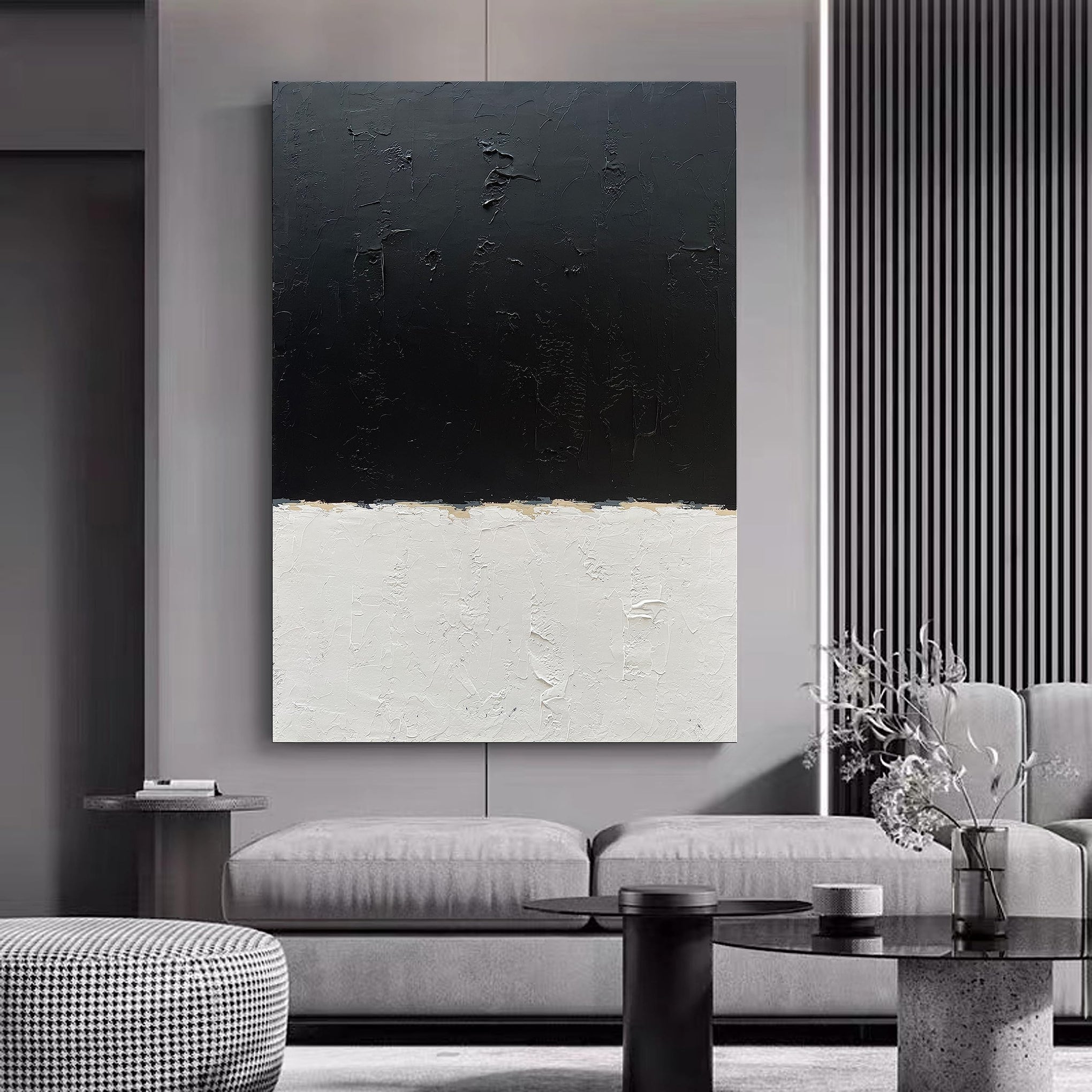 Art Hand painted black and white wall art
