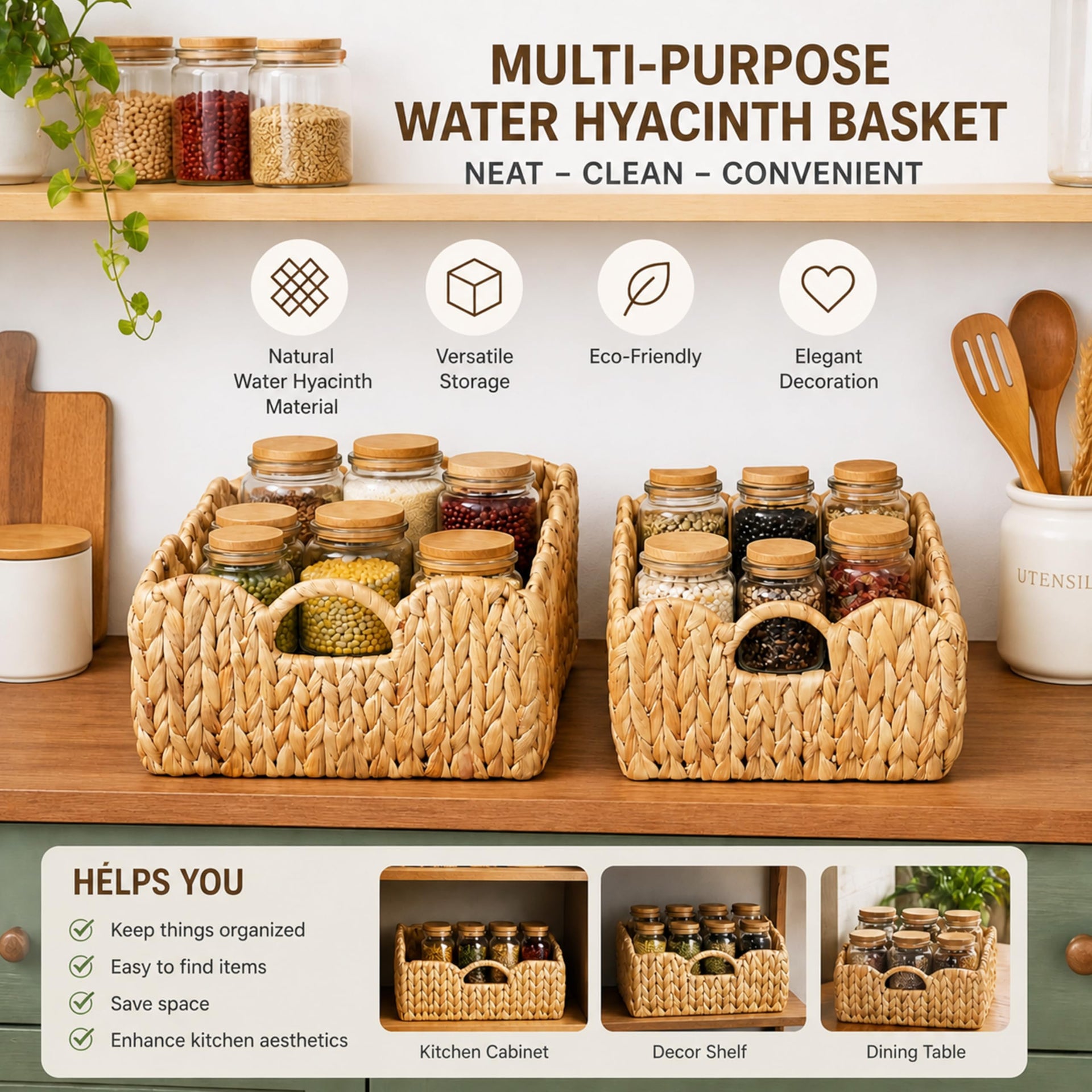 Set of 2 Scalloped Edge Wicker Storage Basket with Built (2 Count)