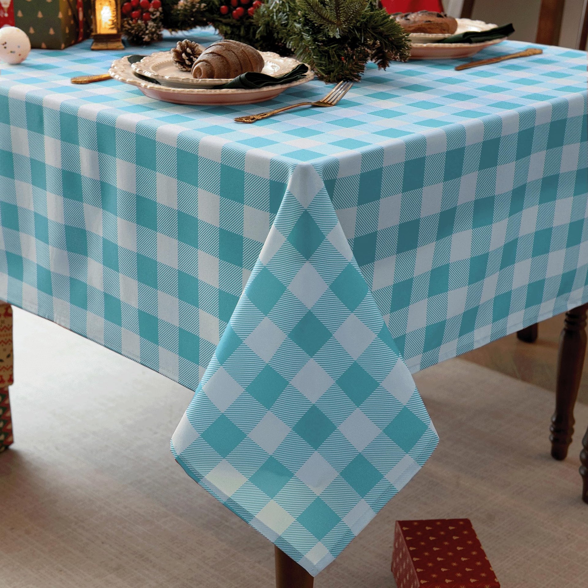 Classic Gingham Plaid Tablecloth Fabric