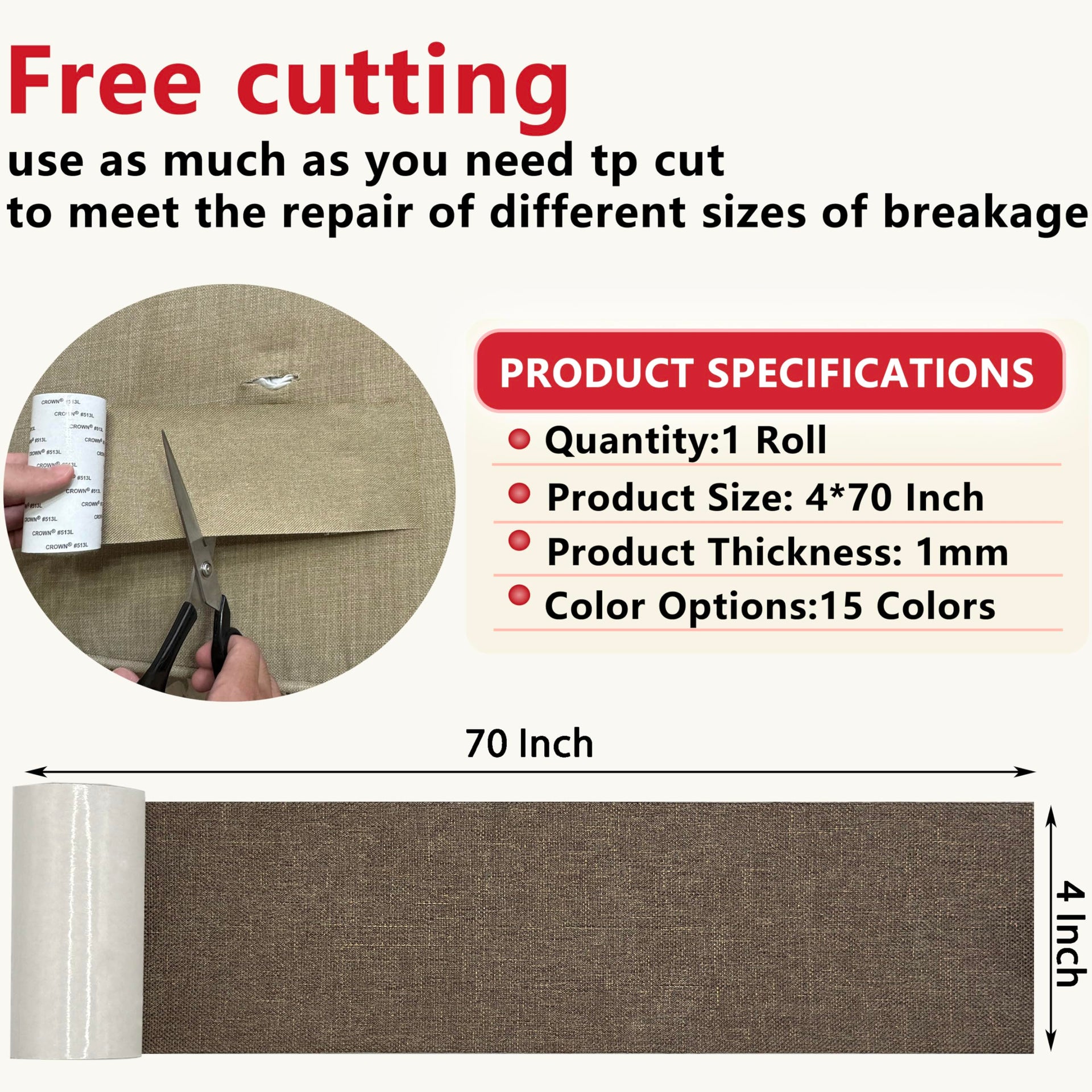 Linen Repair Tape 4x70 Inch Self