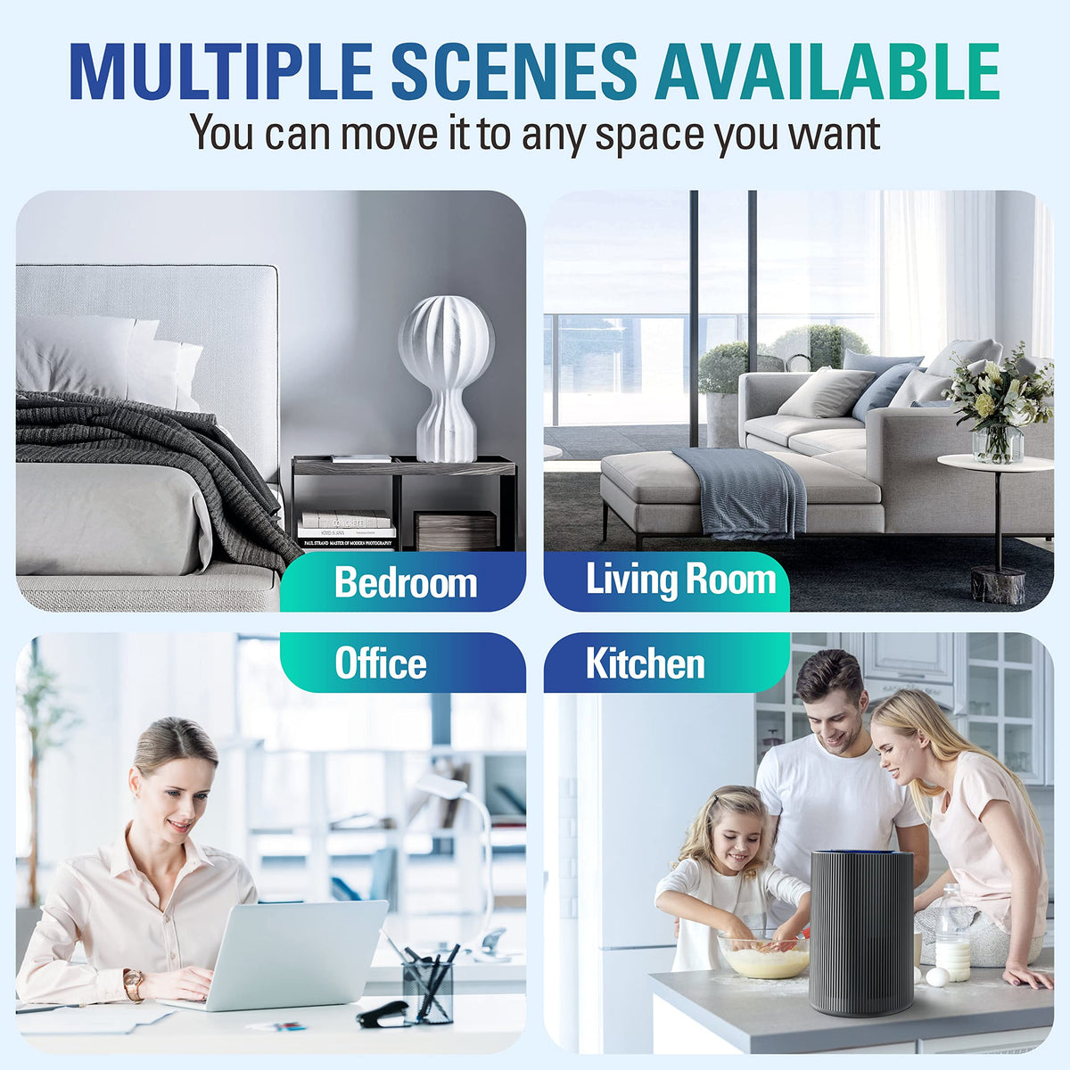 Air Purifier H13 HEPA 1345 ft² for Home Allergies Pets