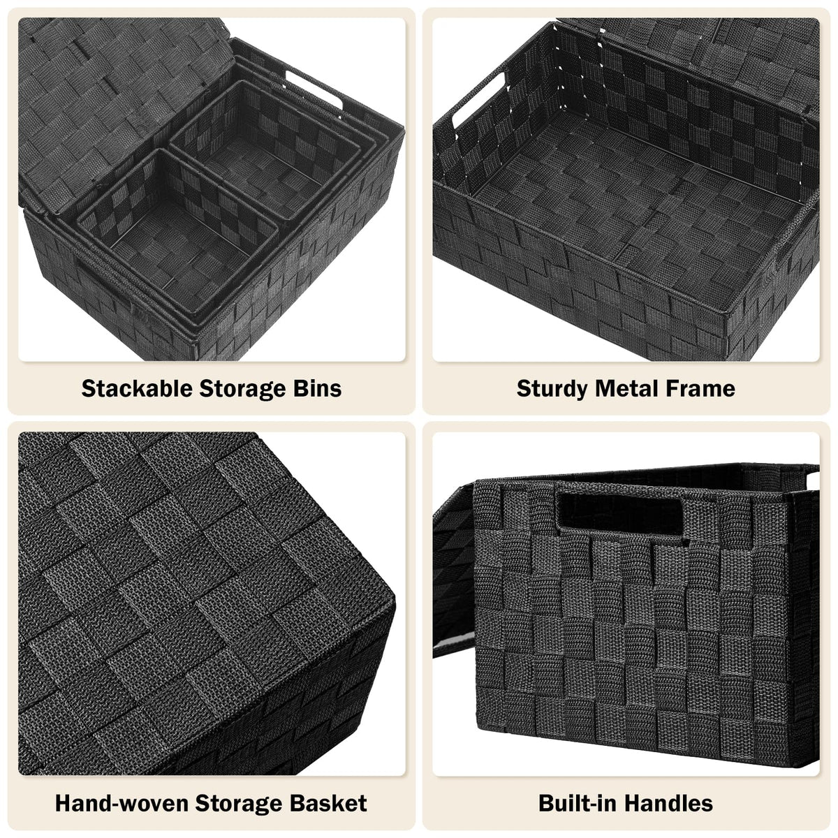 Storage Baskets with Lids (5 Count)