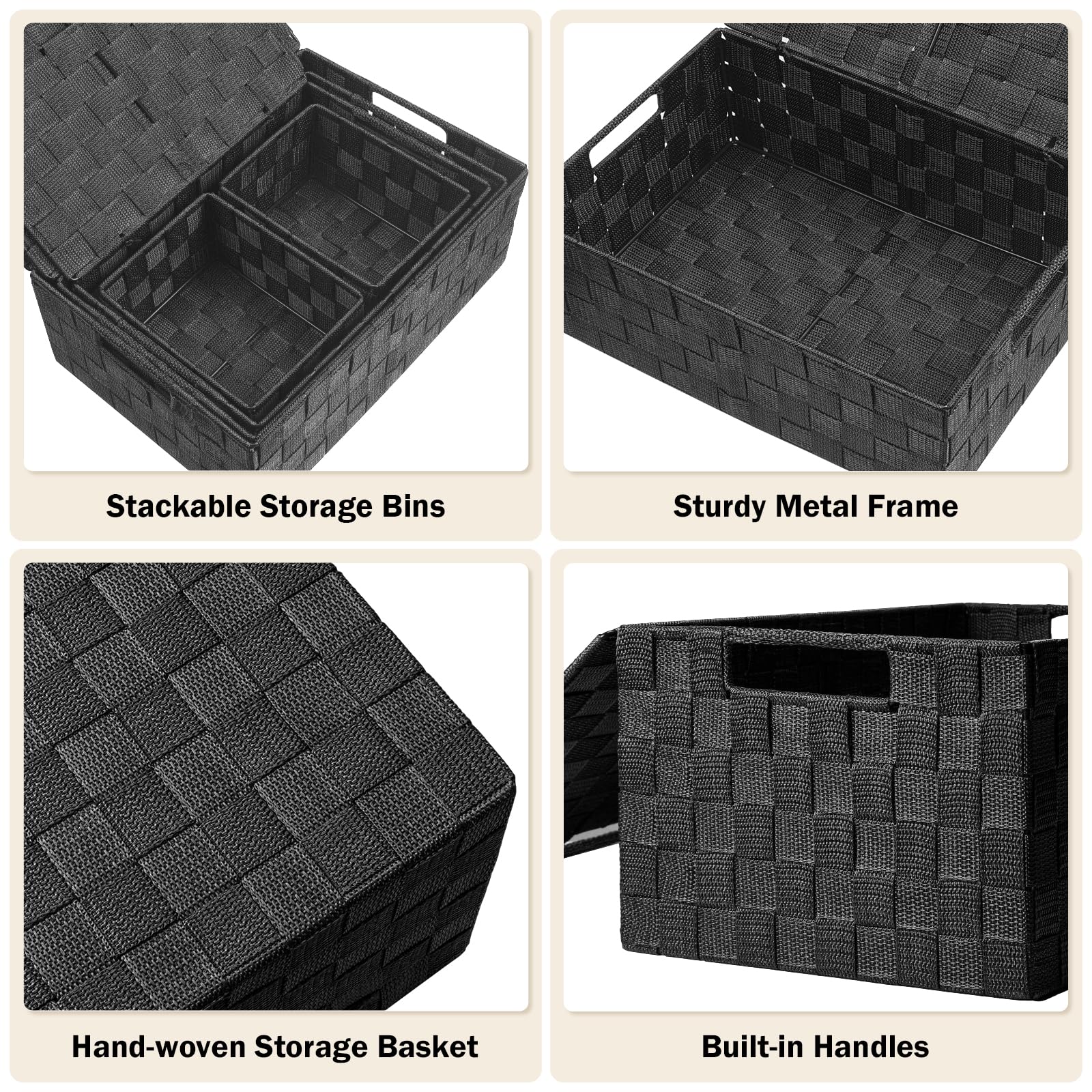 Storage Baskets with Lids (5 Count)